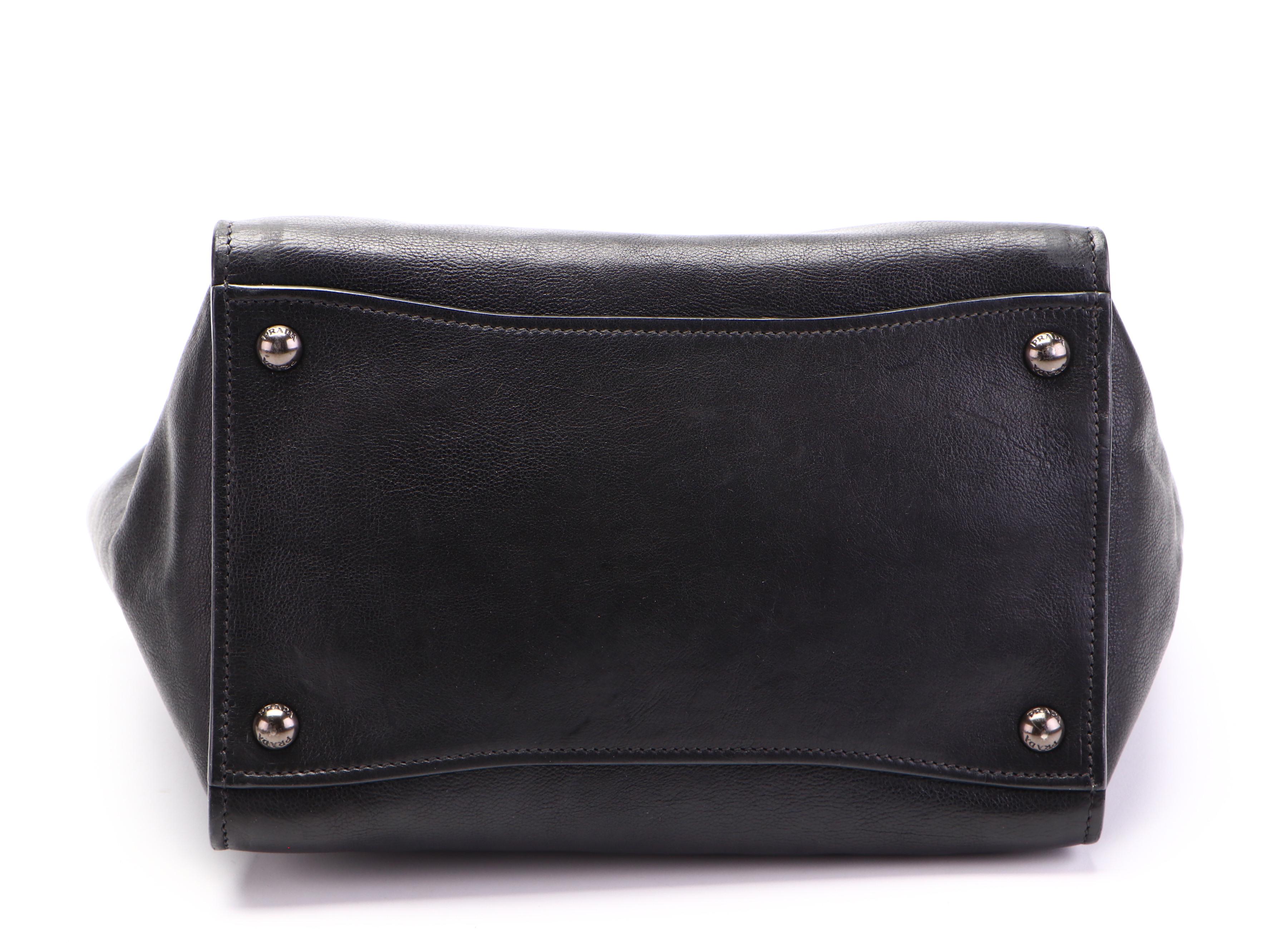 Prada Twin Pocket Small Tote in Glace Calfskin Leather