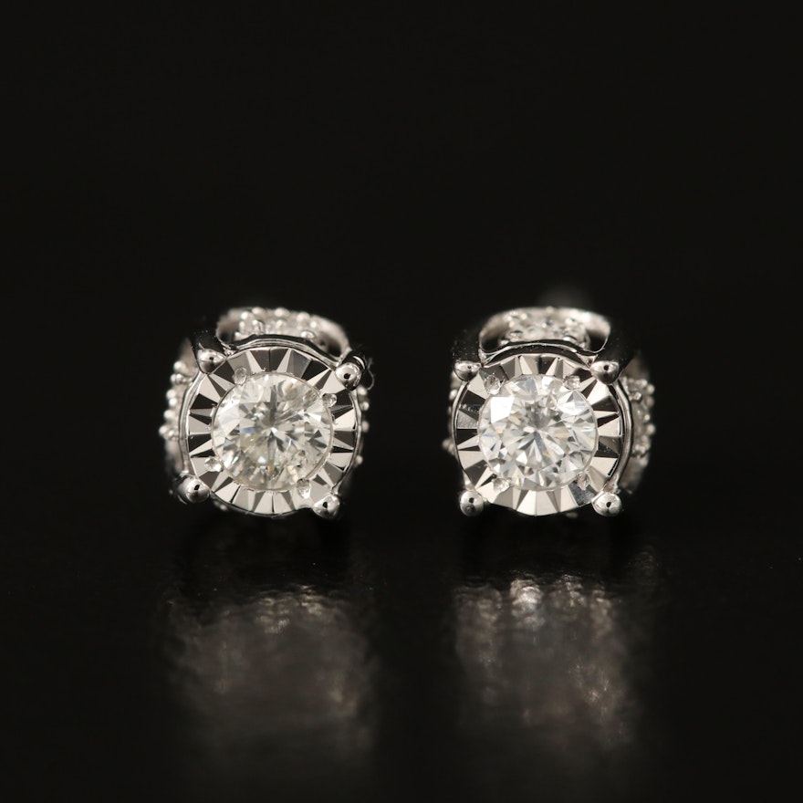 10K 0.22 CTW Diamond Illusion Set Stud Earrings