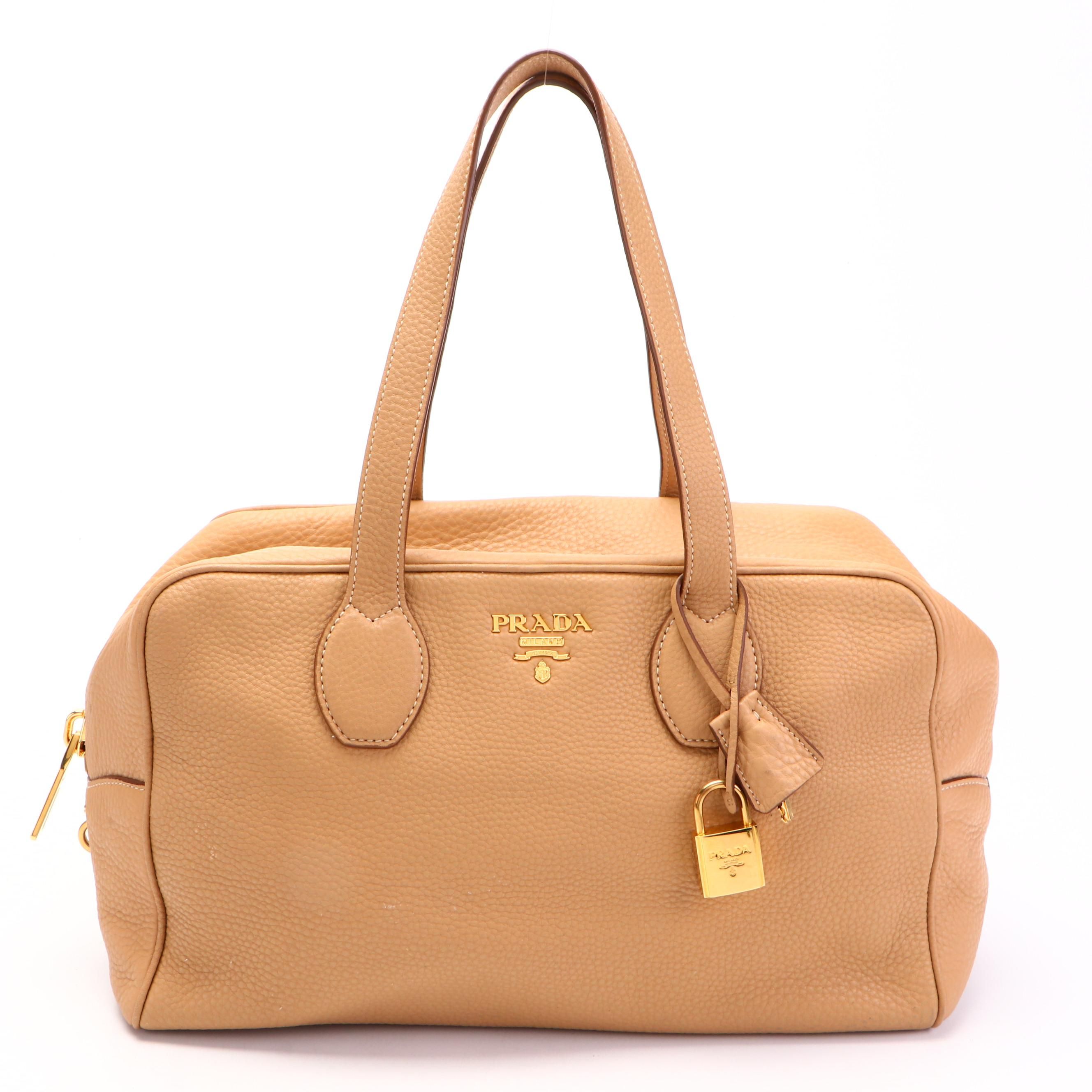 Prada Bauletto Large Bag in Vitello Daino Leather