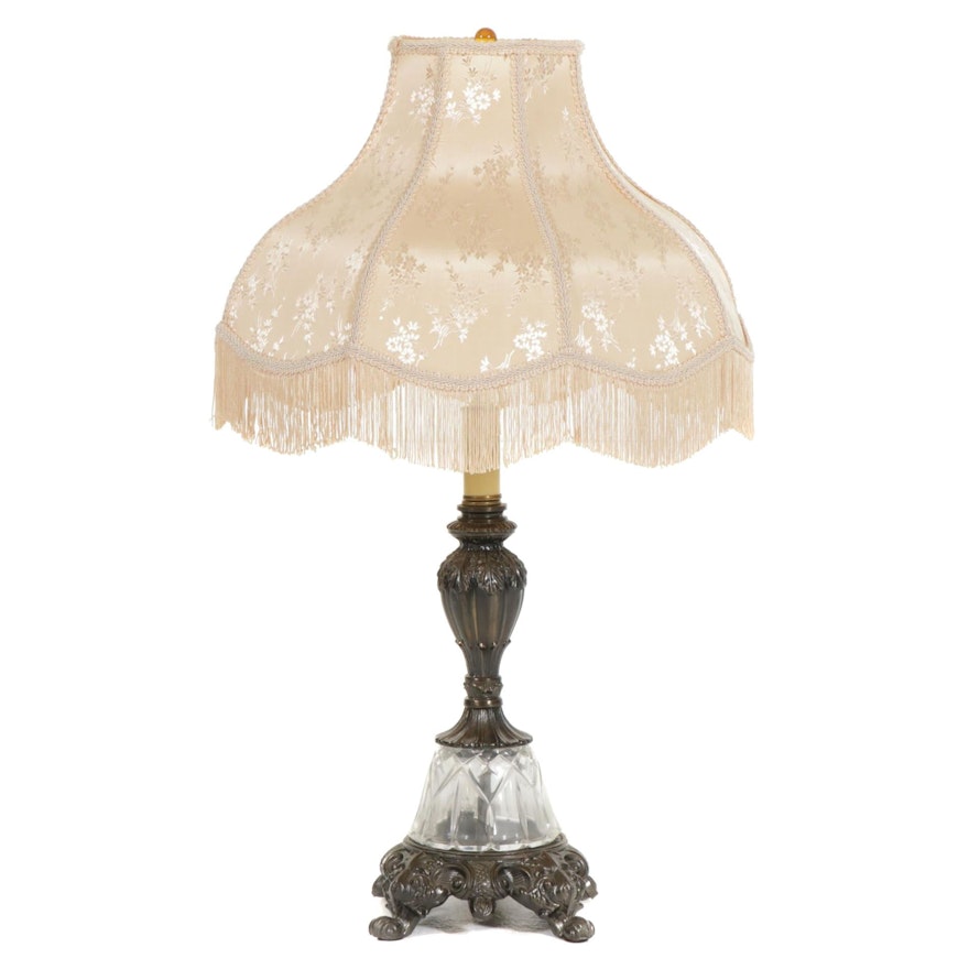 Victorian Style Fringe Shade Table Lamp, Late 20th Century