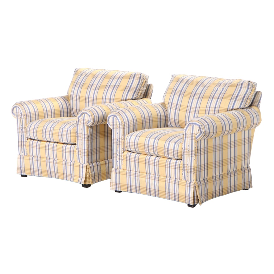 Pair of Taylor-King Furniture Custom-Upholstered Easy Armchairs