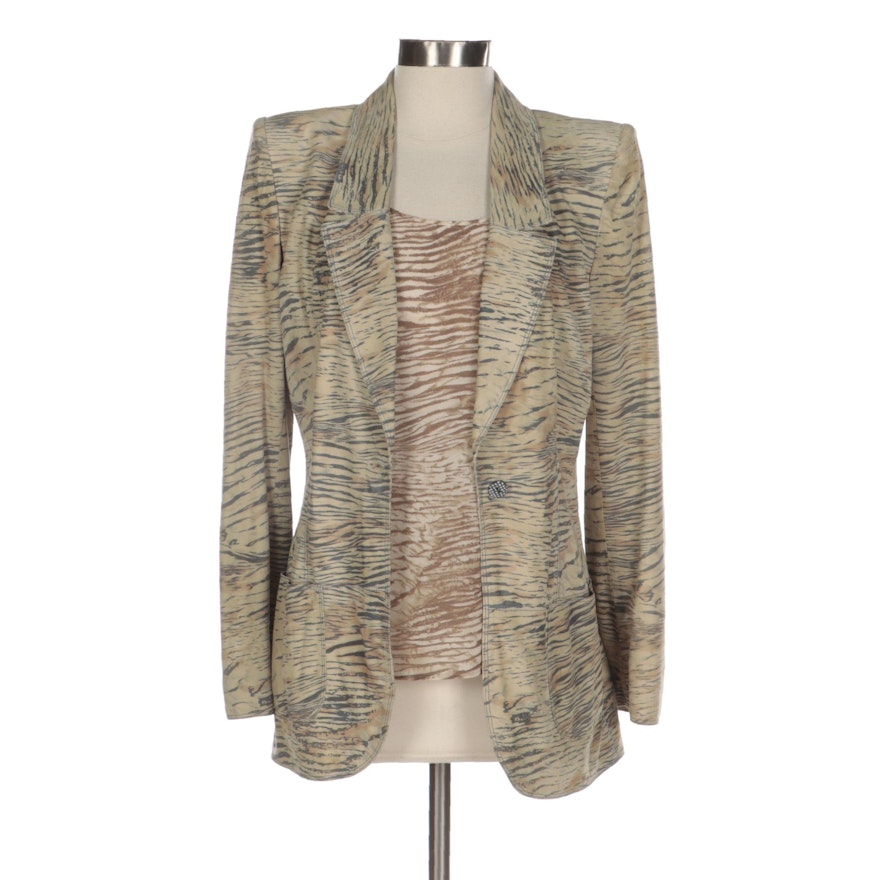 Emanuel Ungaro Printed Lambskin Jacket and Silk Shell