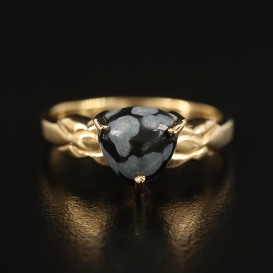 Sterling Snowflake Obsidian Solitaire Ring