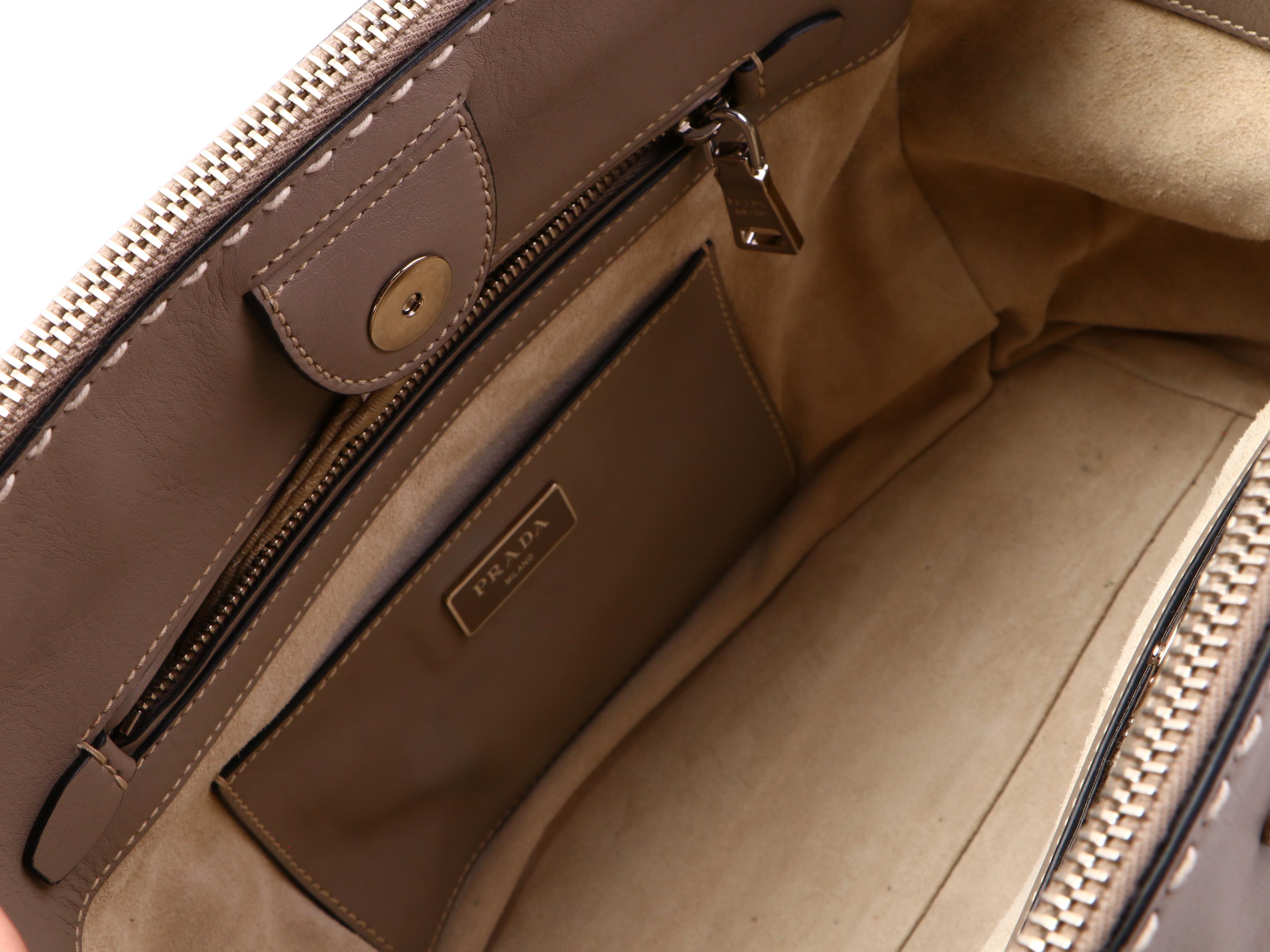 Prada Twin Pocket Small Tote Stitched in Calce City Calf