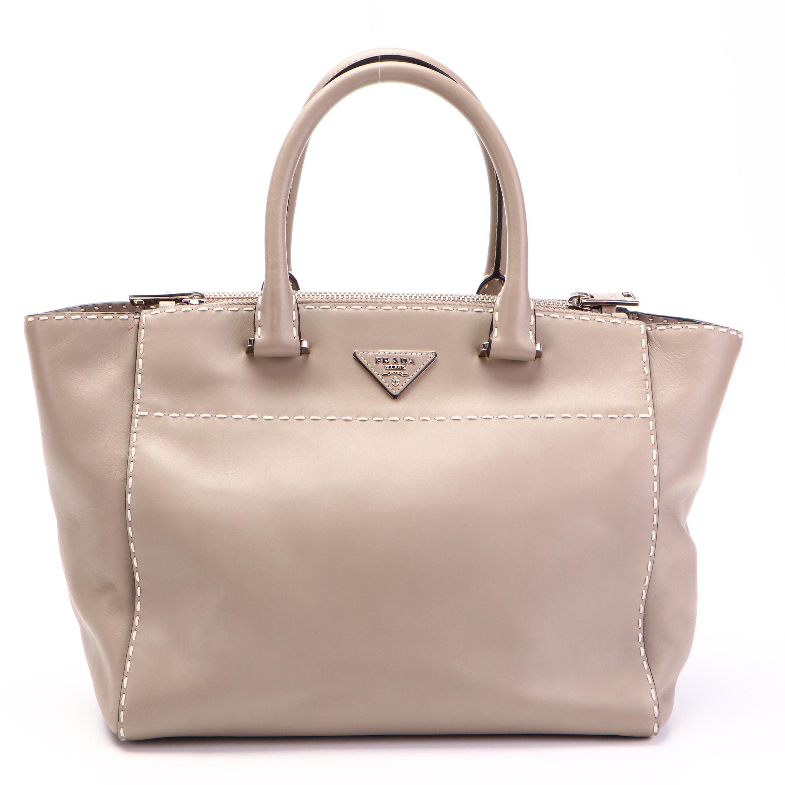 Prada Twin Pocket Small Tote Stitched in Calce City Calf