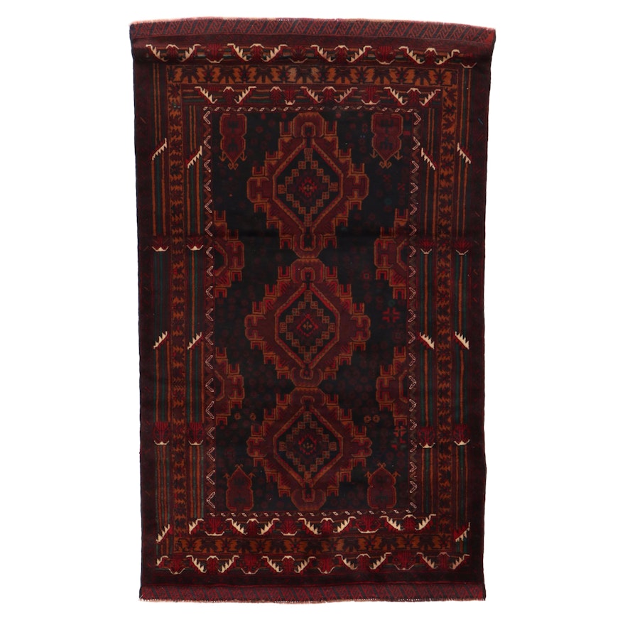 3'11 x 6'6 Hand-Knotted Afghan Baluch Area Rug