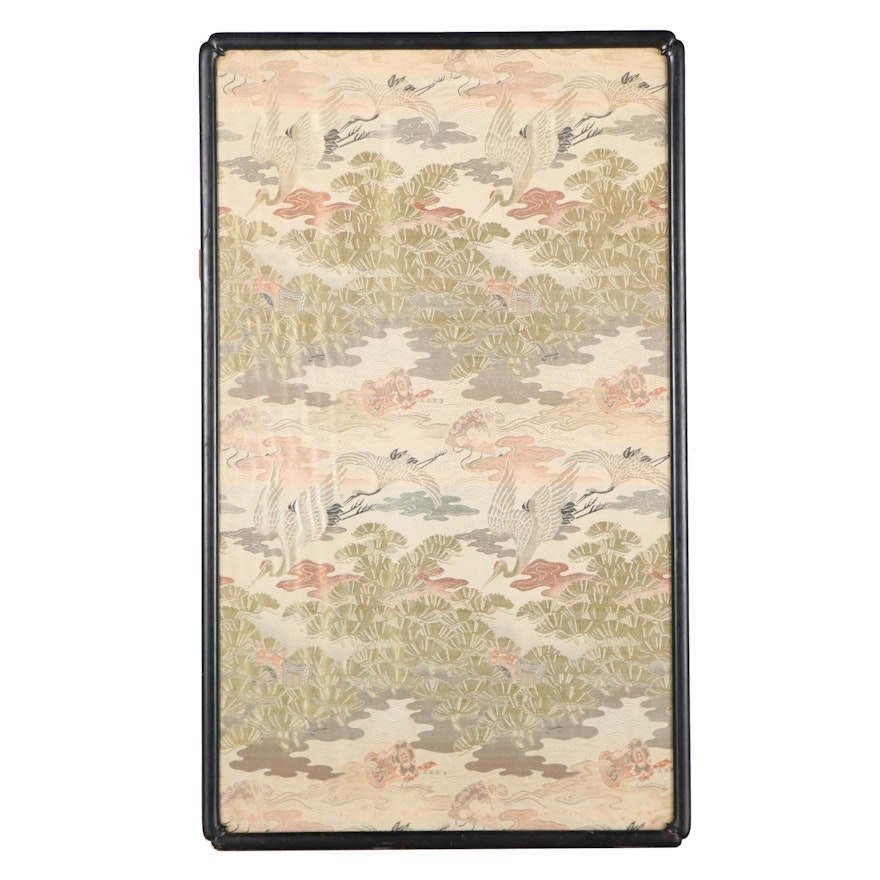 Chinese Machine Woven Silk Textile Panel of Flying Cranes