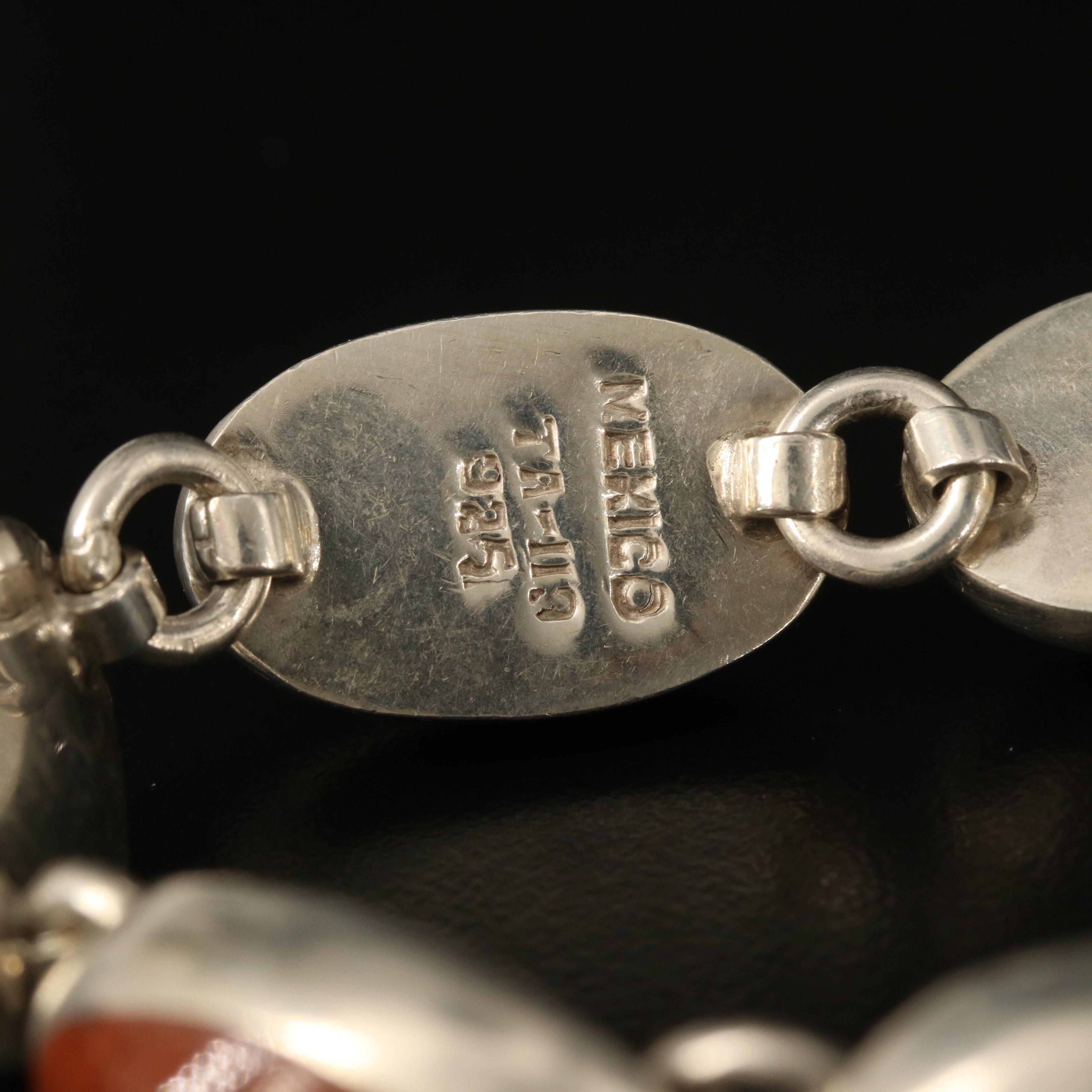 Mexican Sterling Inlay Bracelet with Sodalite, Aventurine and Jasper