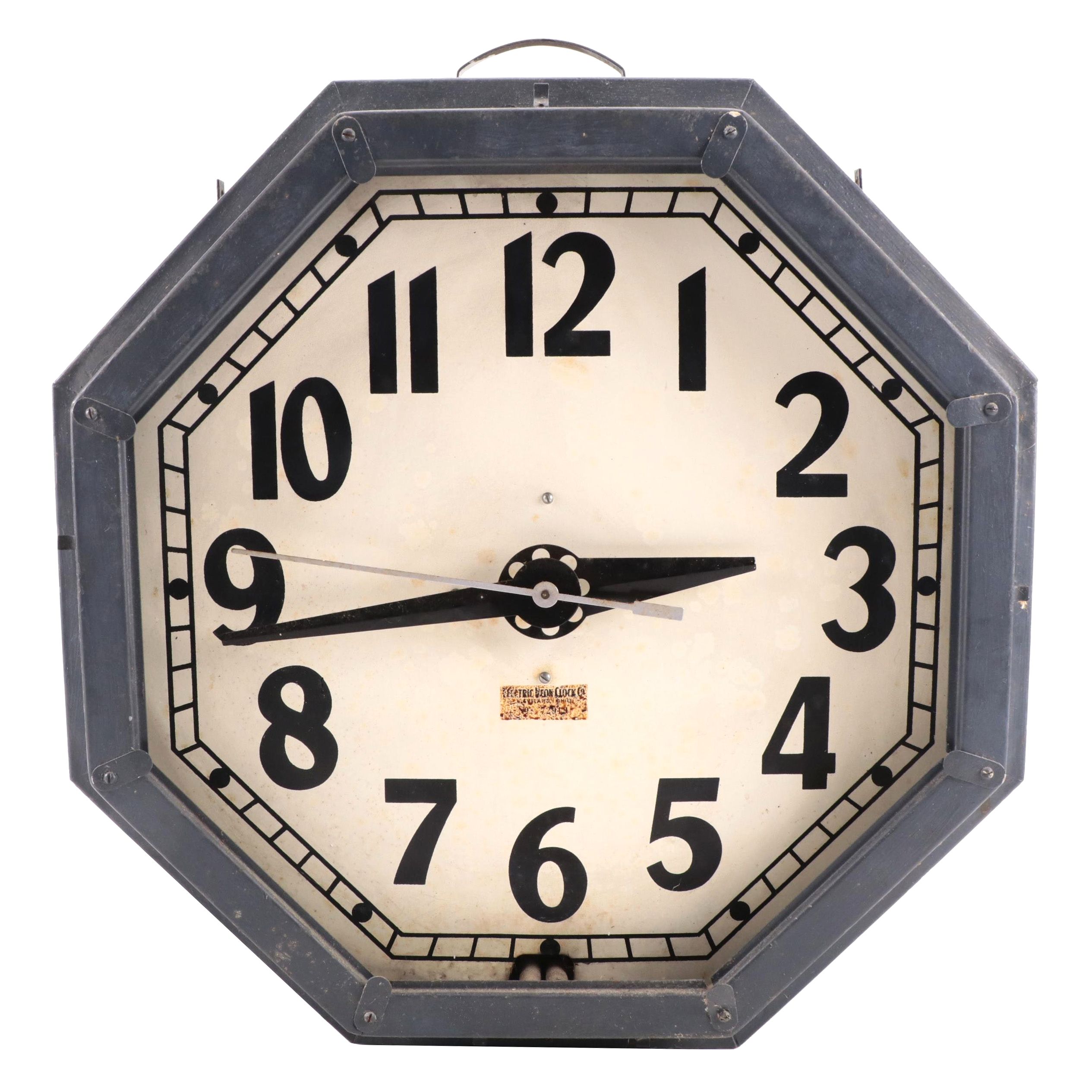 Electric Neon Clock Co. Octagonal Wall Clock, Mid-20th Century