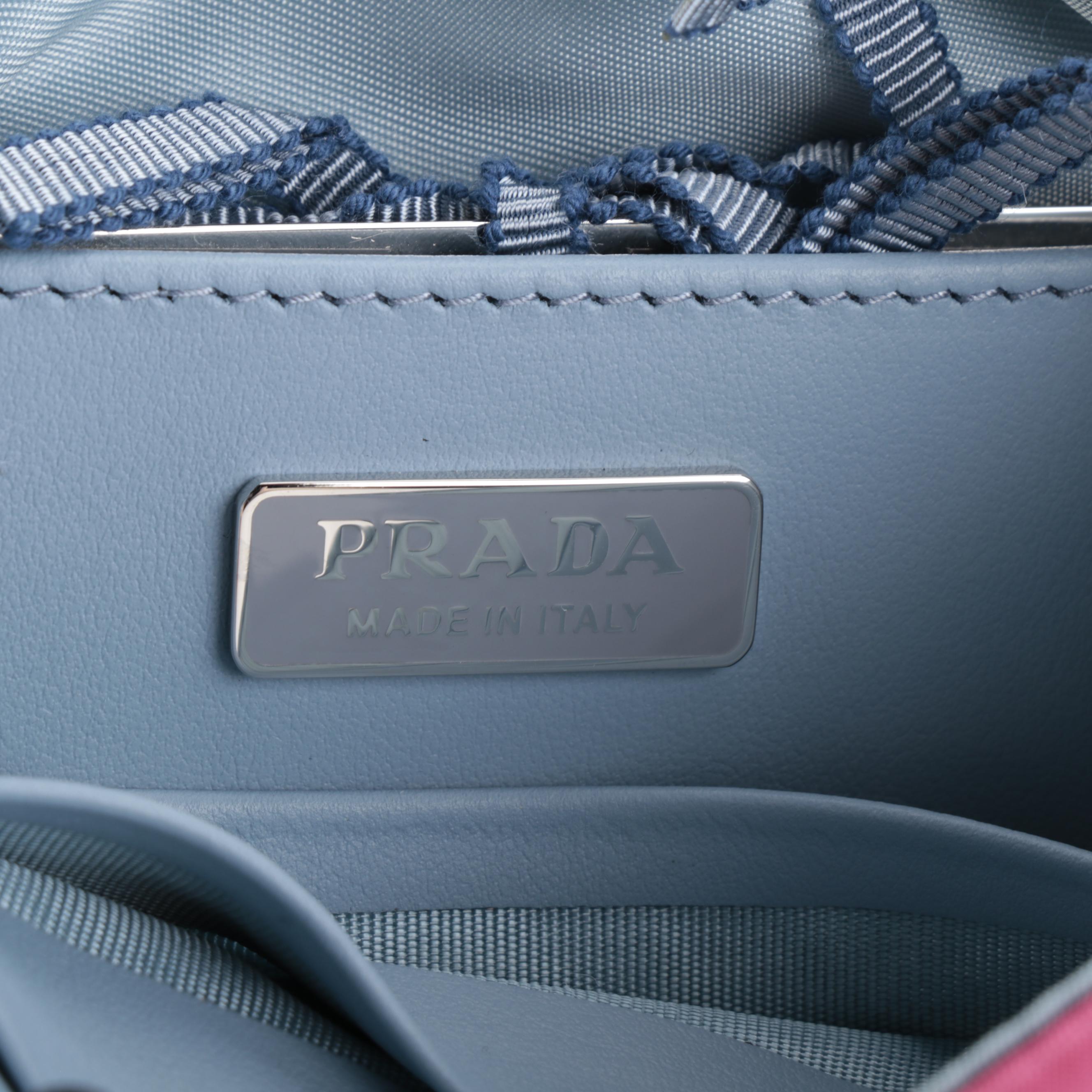 Prada Etiquette Front Flap Crossbody in Studded Pink Tessuto Nylon