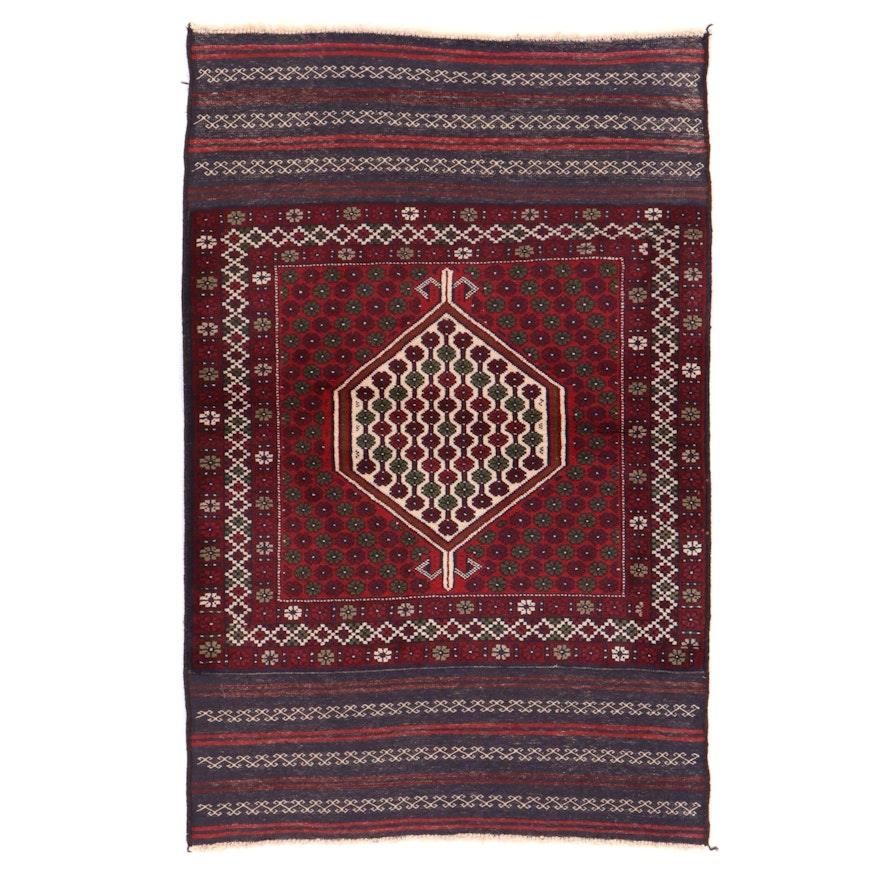 3'1 x 4'10 Hand-Knotted Afghan Baluch Accent Rug