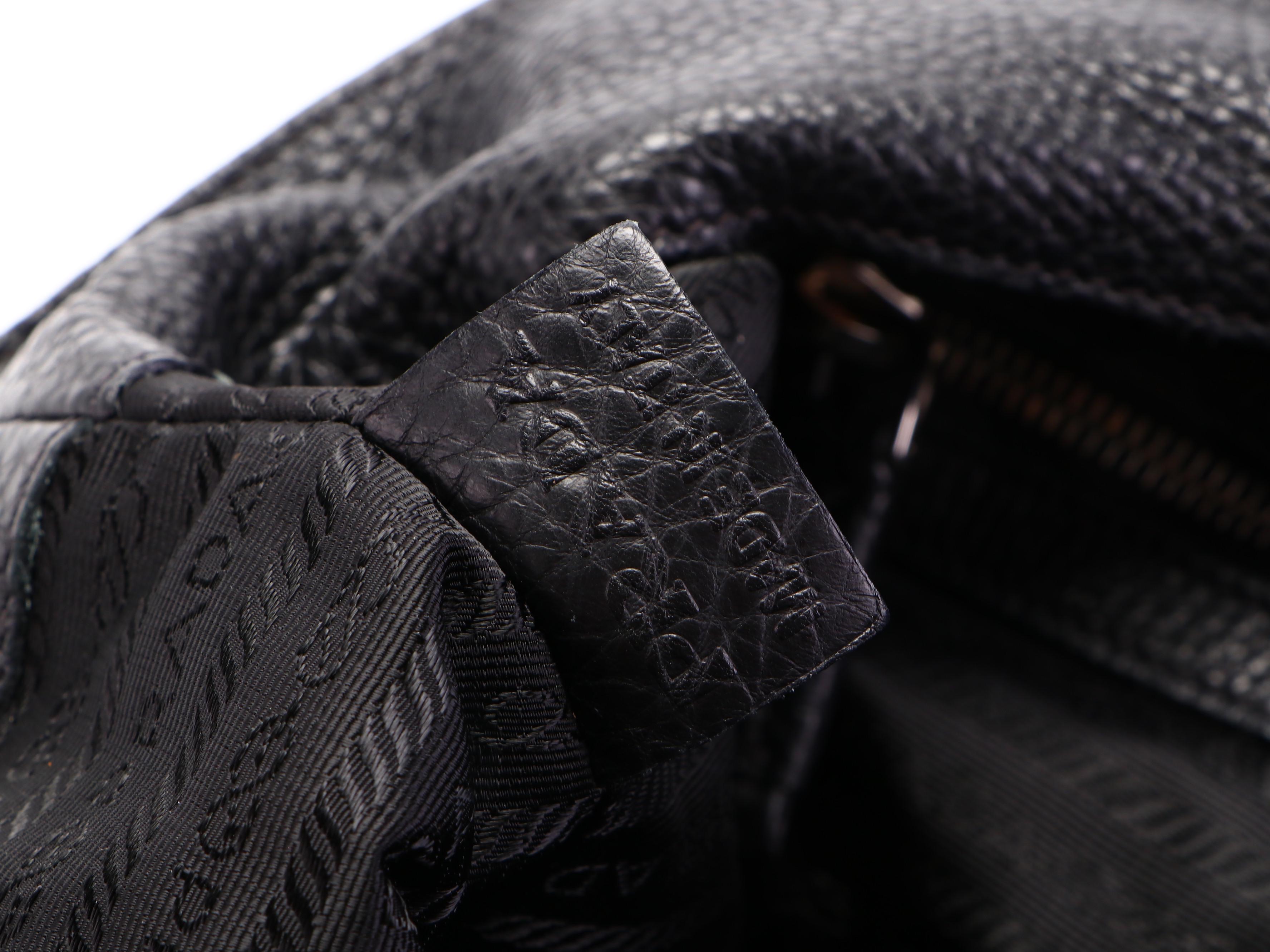 Prada Hobo Bag in Black Vitello Daino Leather