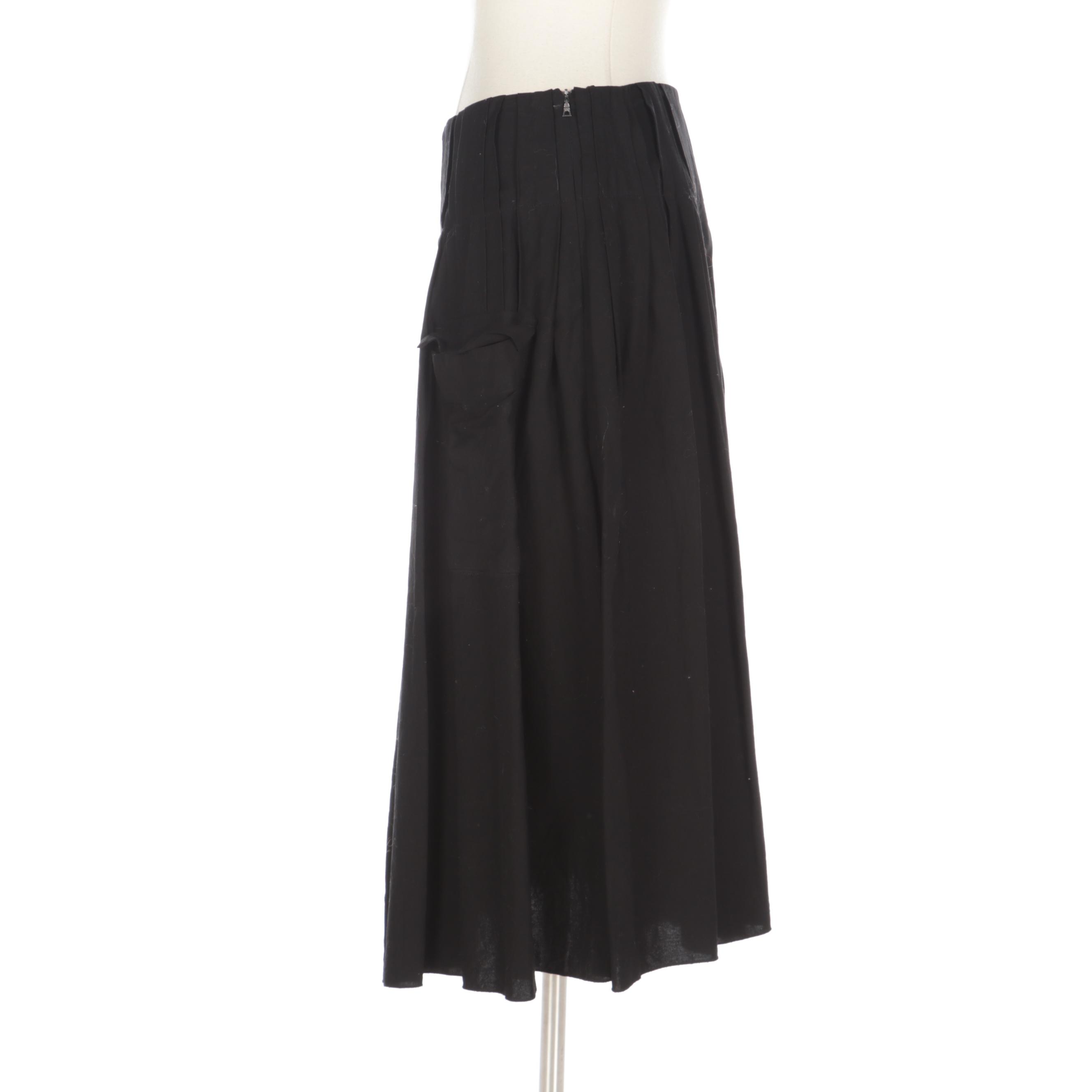 Prada Pintuck and Pleated A-Line Skirt in Black