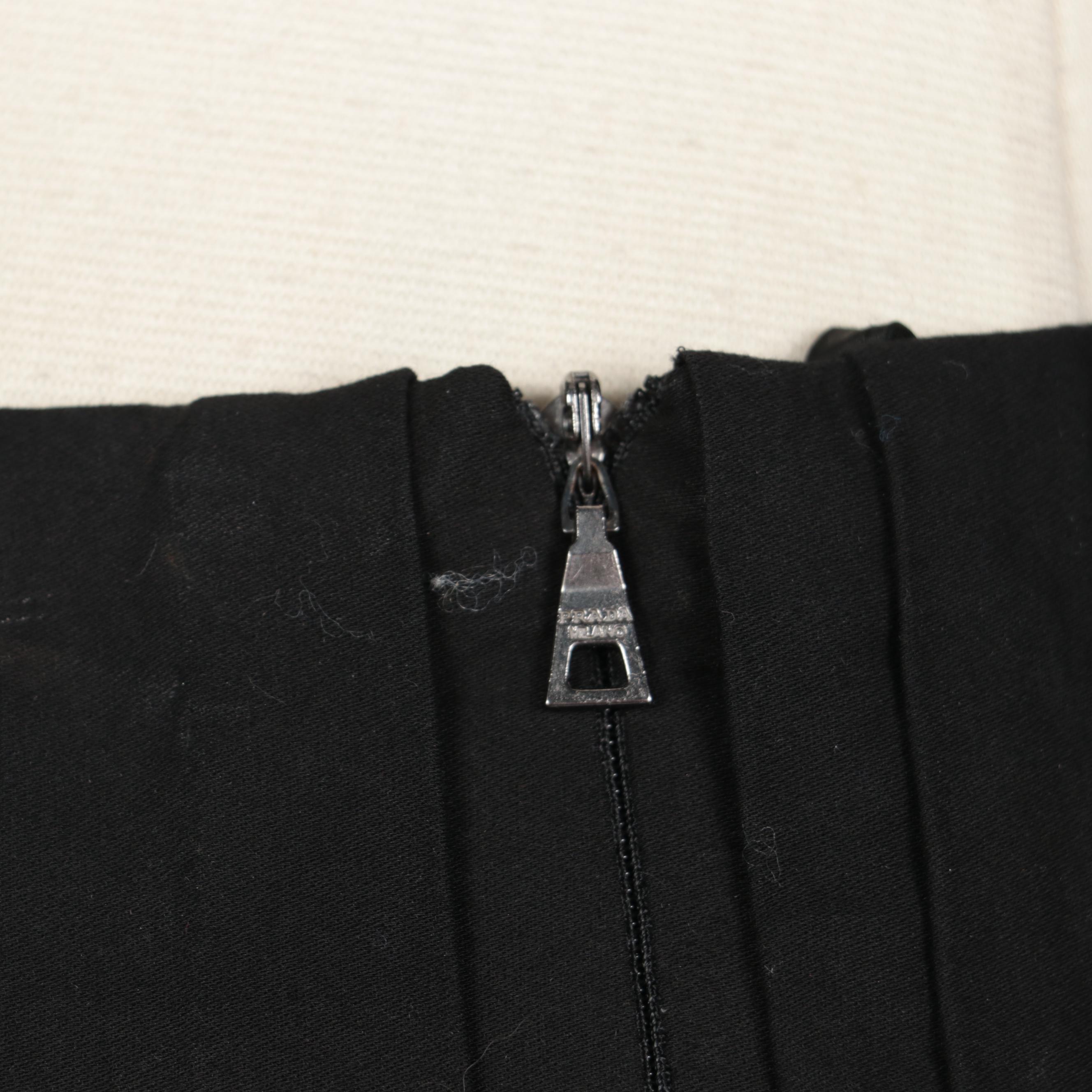 Prada Pintuck and Pleated A-Line Skirt in Black