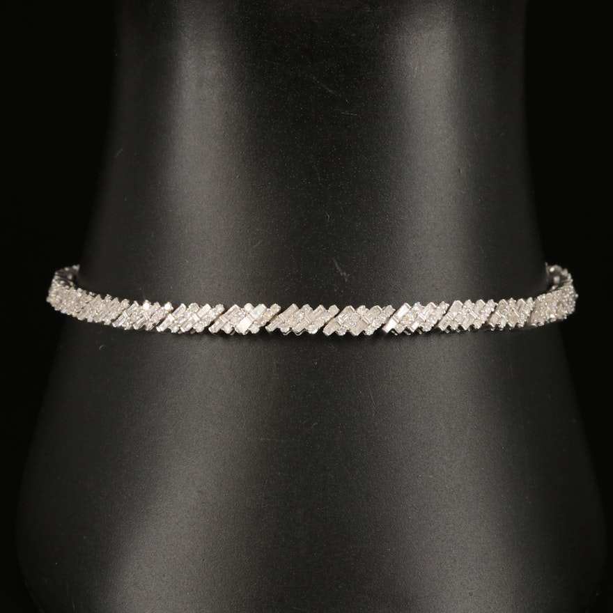 Sterling 2.00 CTW Diamond Cluster Link Bracelet