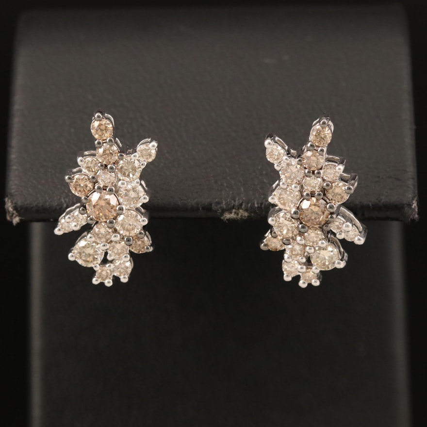 14K 1.25 CTW Diamond Cluster Earrings