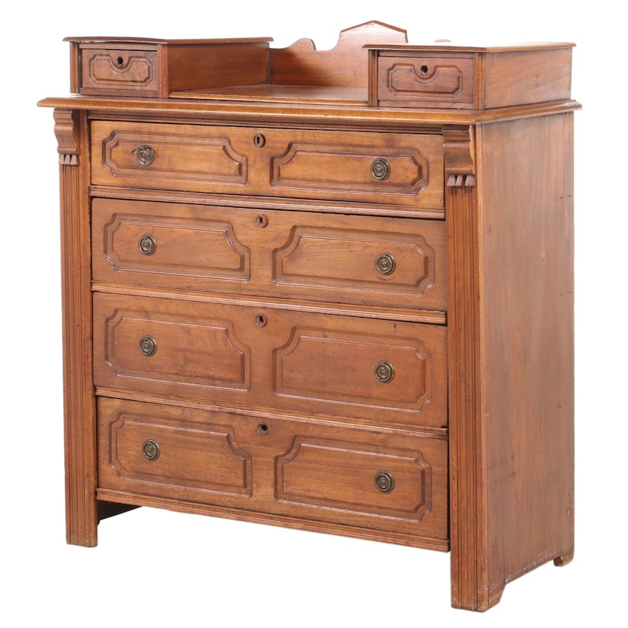 Victorian Walnut and Poplar Chest of Drawers, Late 19th Century