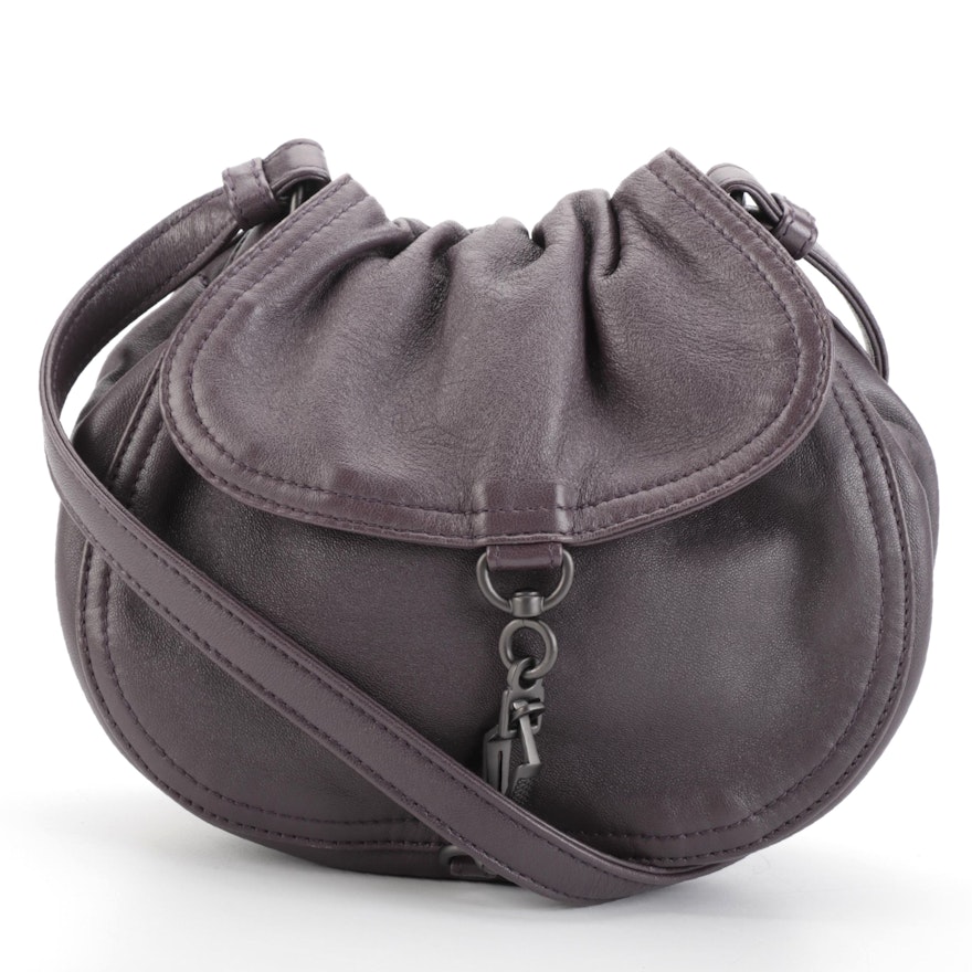 Bottega Veneta Leather Flap Front Shoulder Bag with Intrecciato Trim