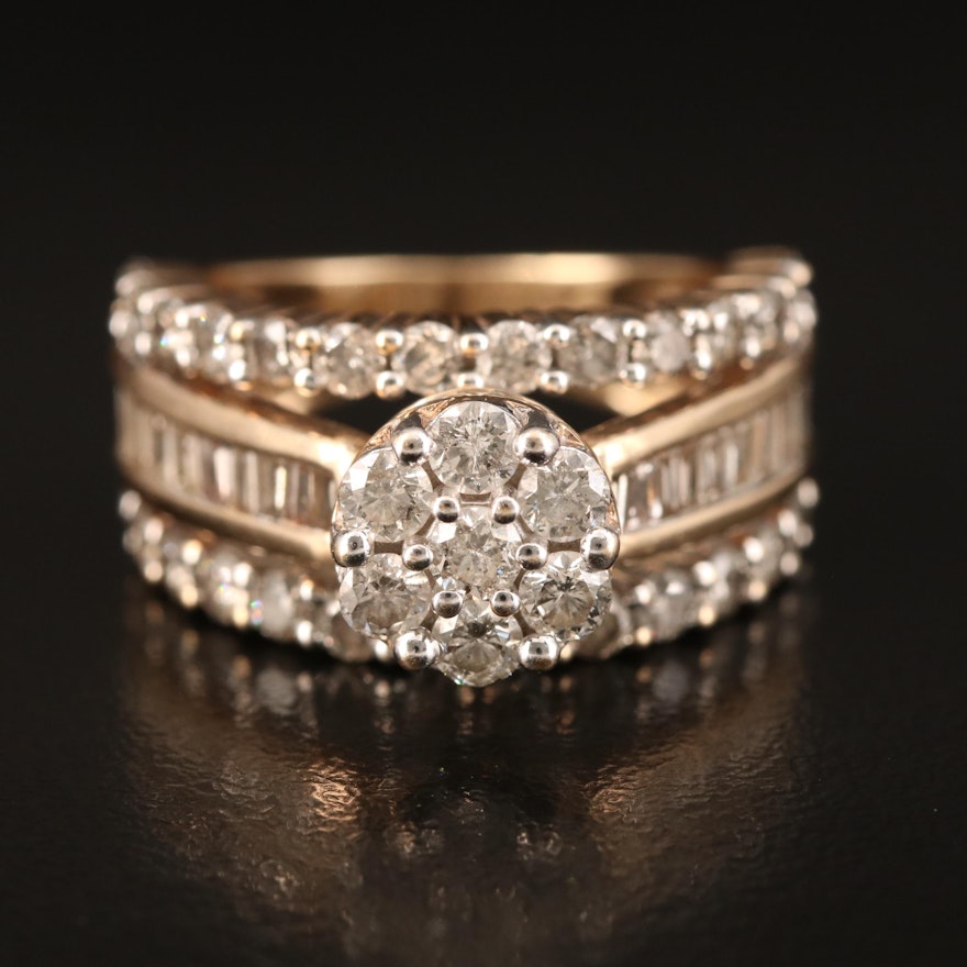 10K 2.60 CTW Diamond Cluster Ring