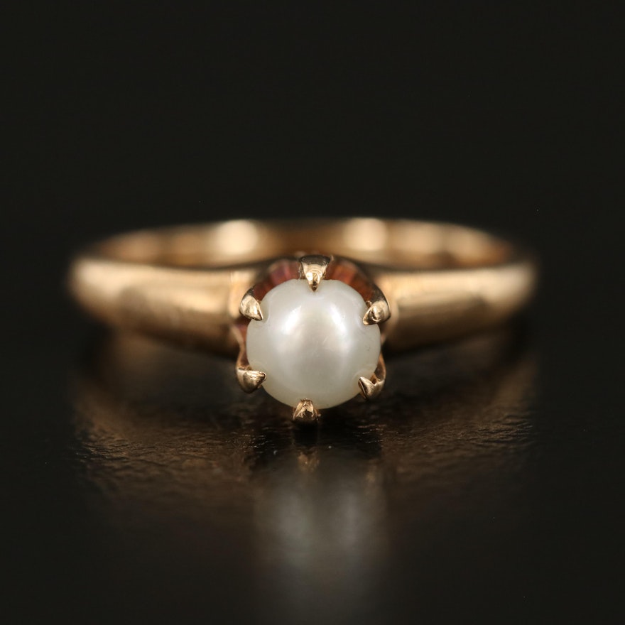 Vintage 14K Pearl Solitaire Ring