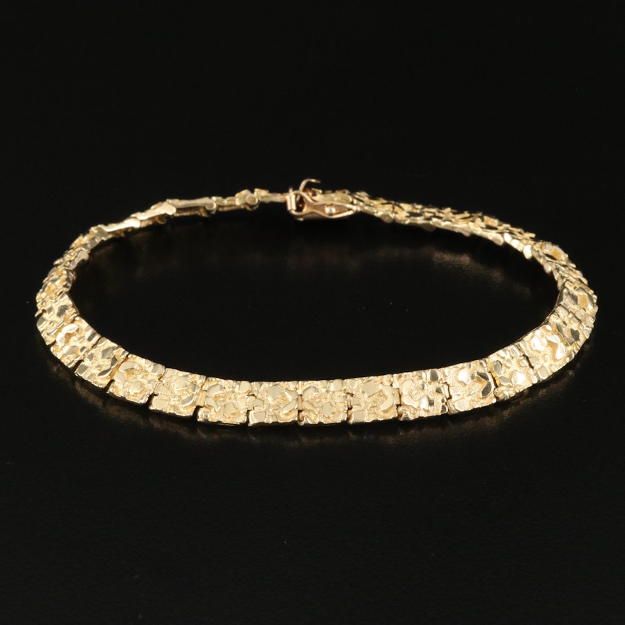 14K Textured Panel Bracelet