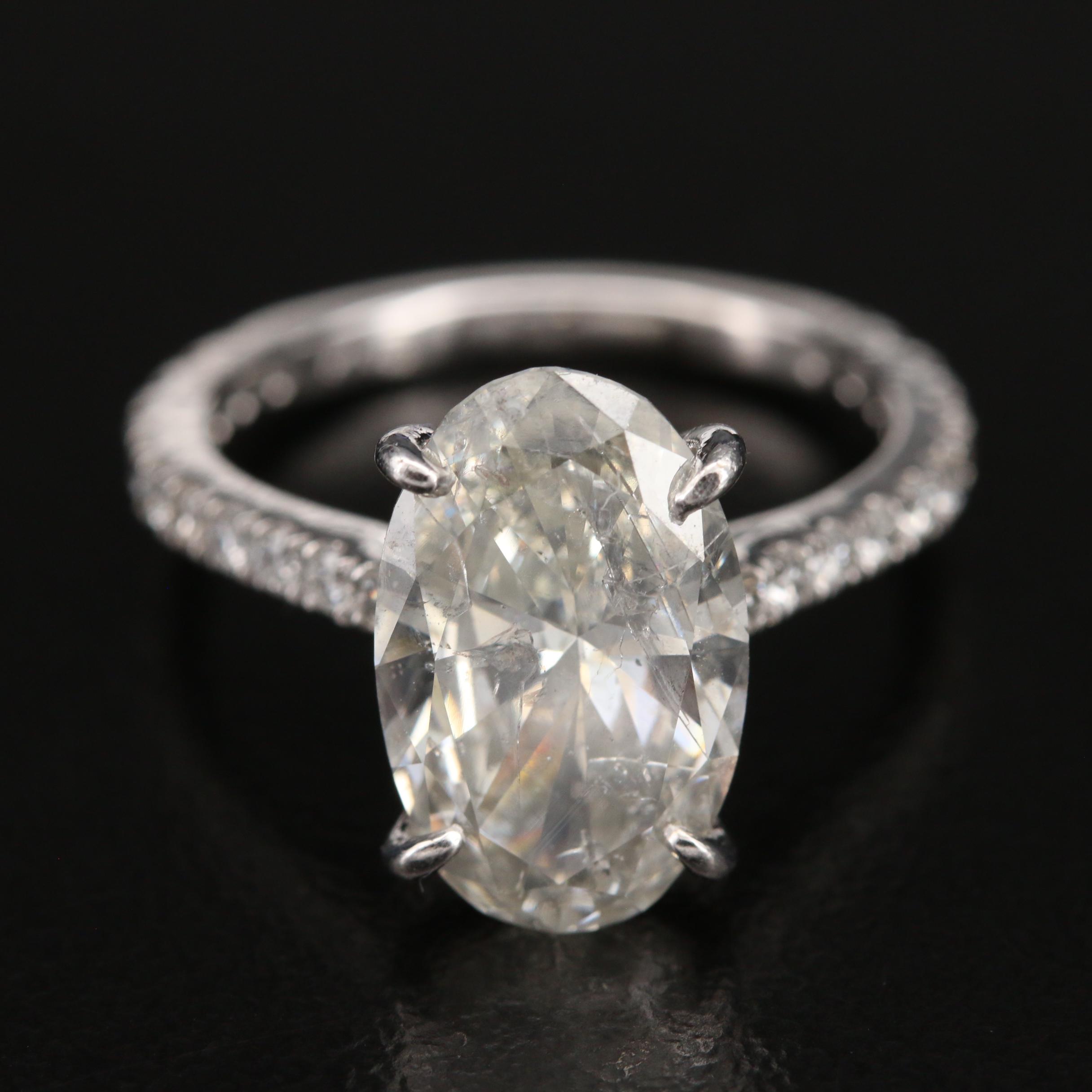 Platinum 4.06 CTW Diamond Oval Ring