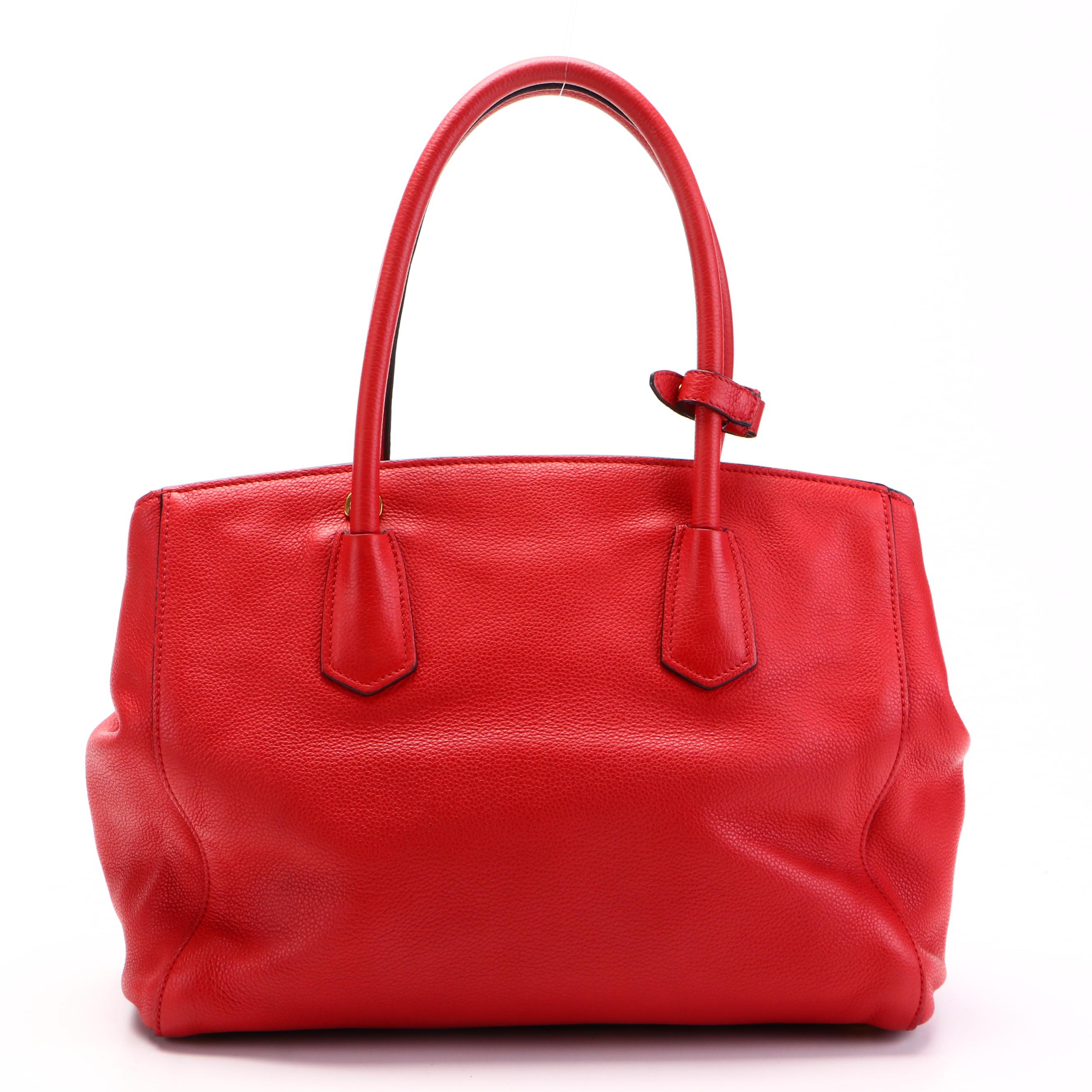Prada Convertible Satchel in Red Vitello Daino Leather