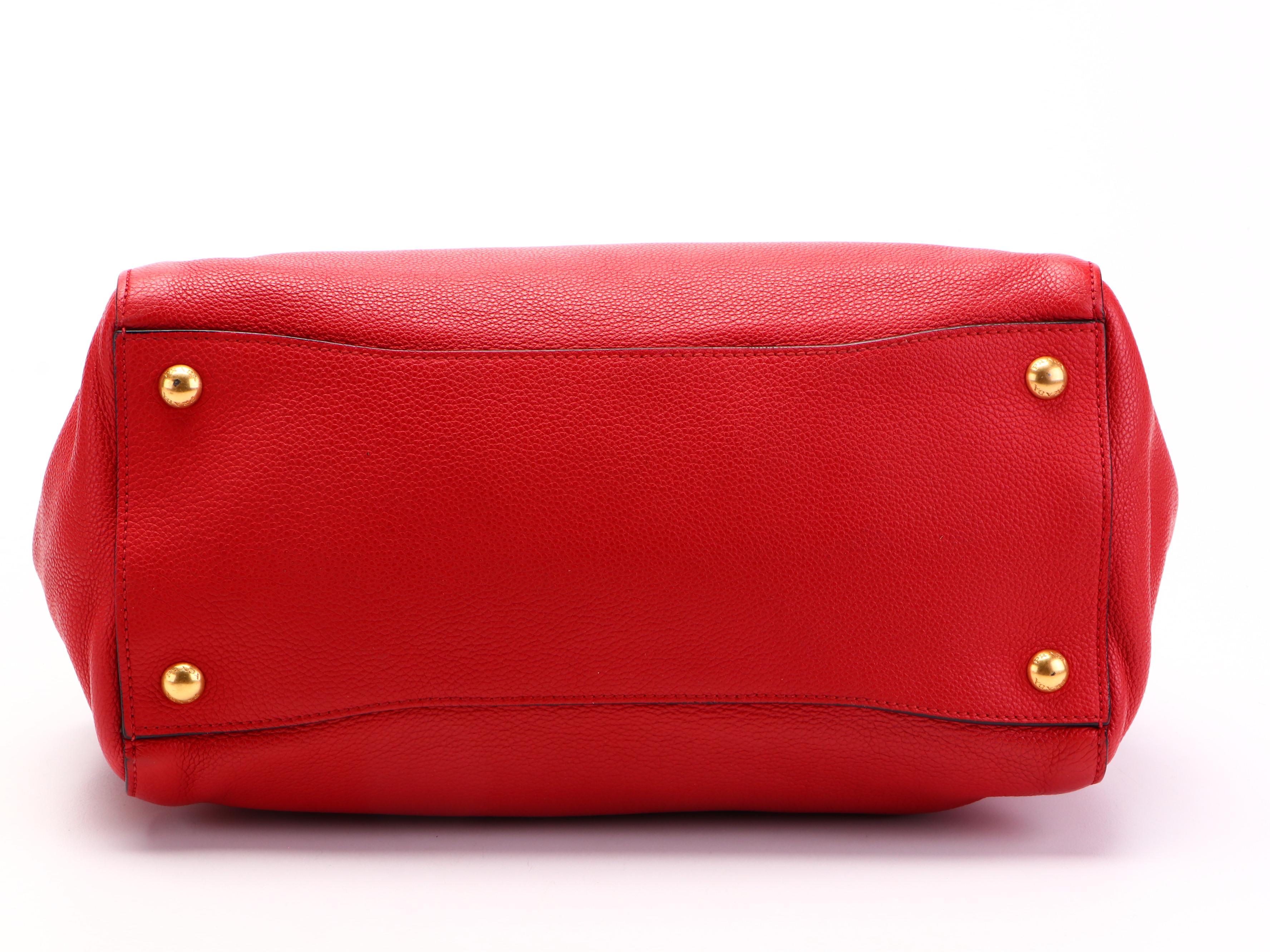 Prada Convertible Satchel in Red Vitello Daino Leather