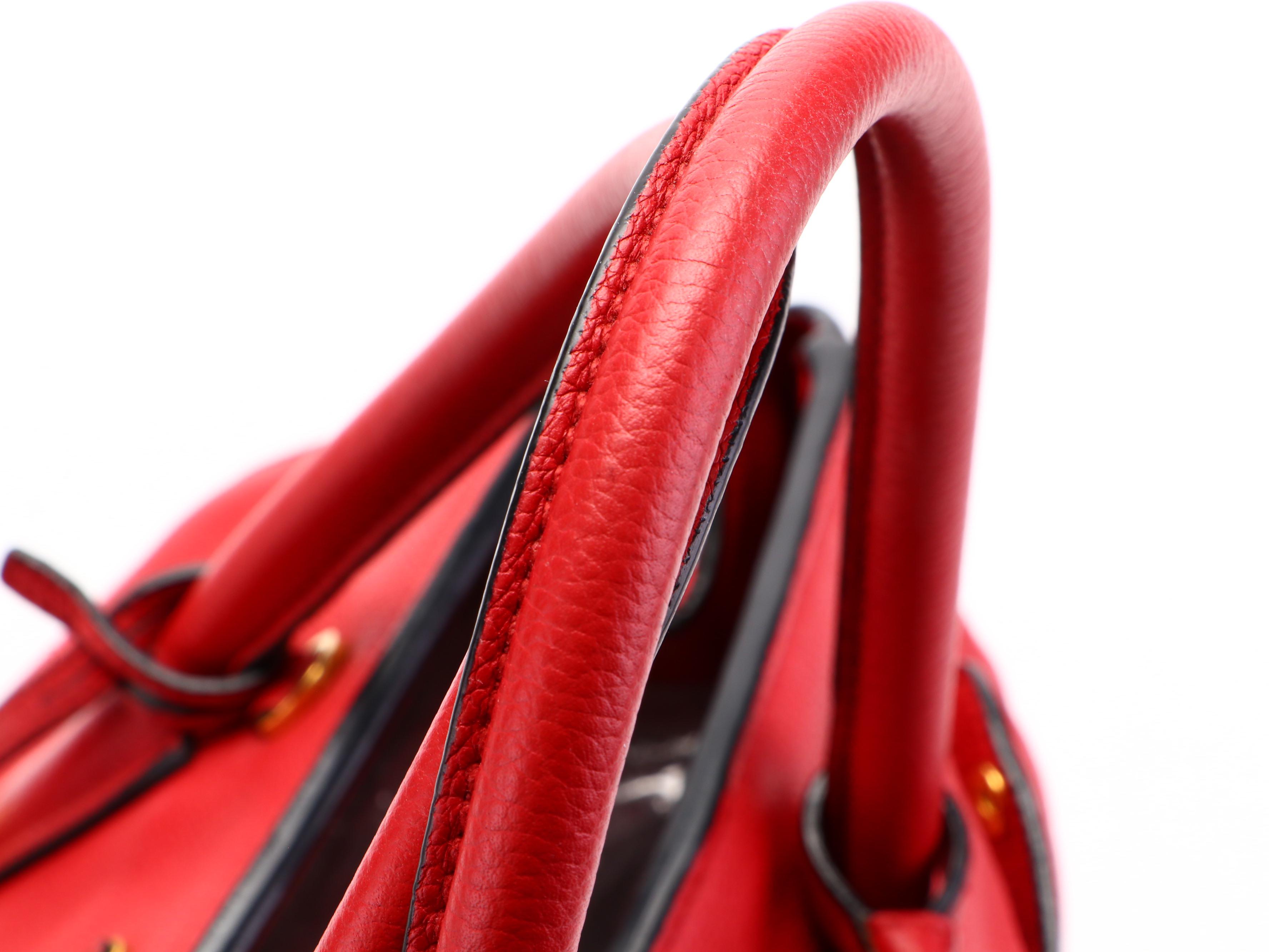 Prada Convertible Satchel in Red Vitello Daino Leather