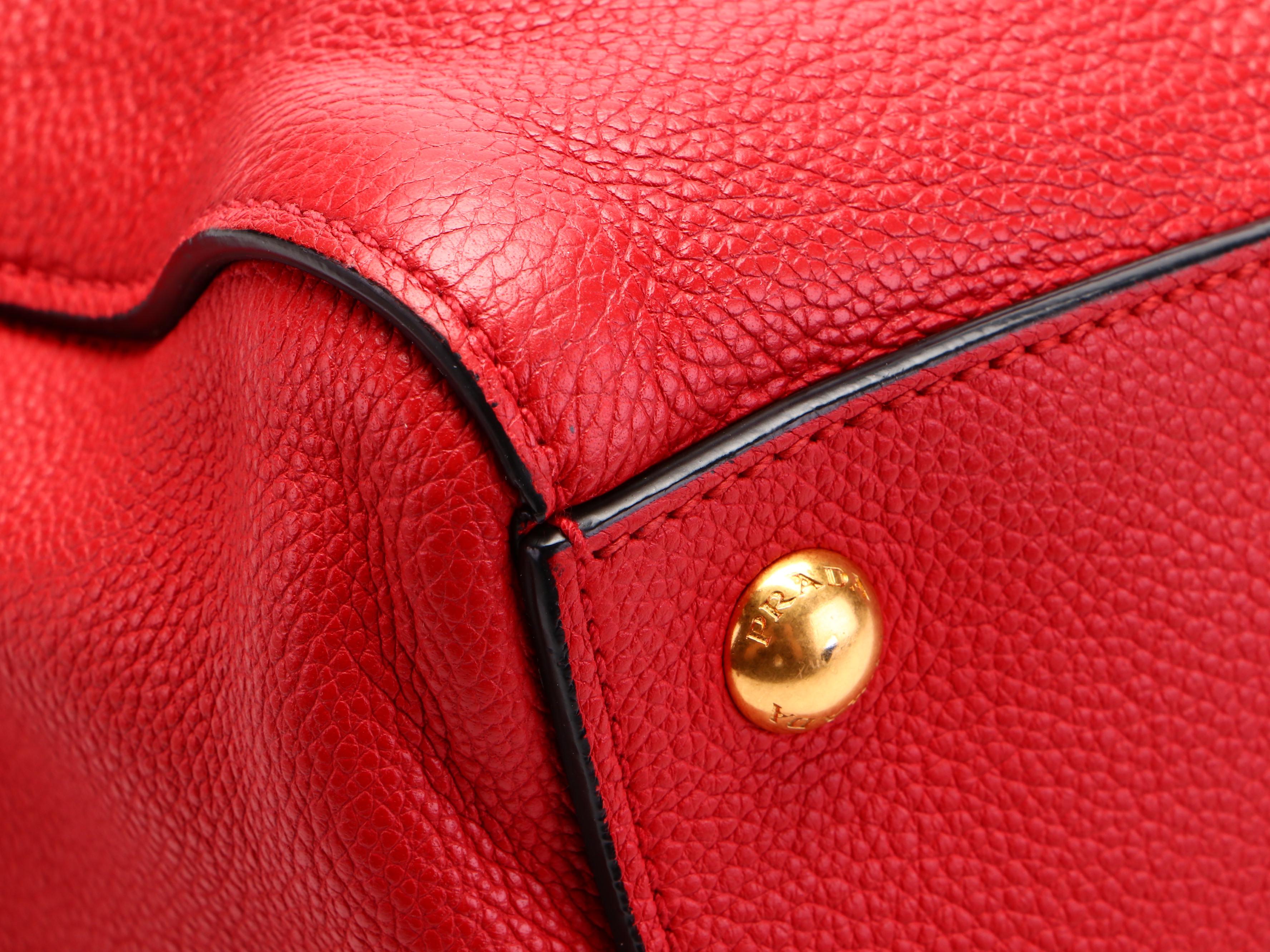 Prada Convertible Satchel in Red Vitello Daino Leather
