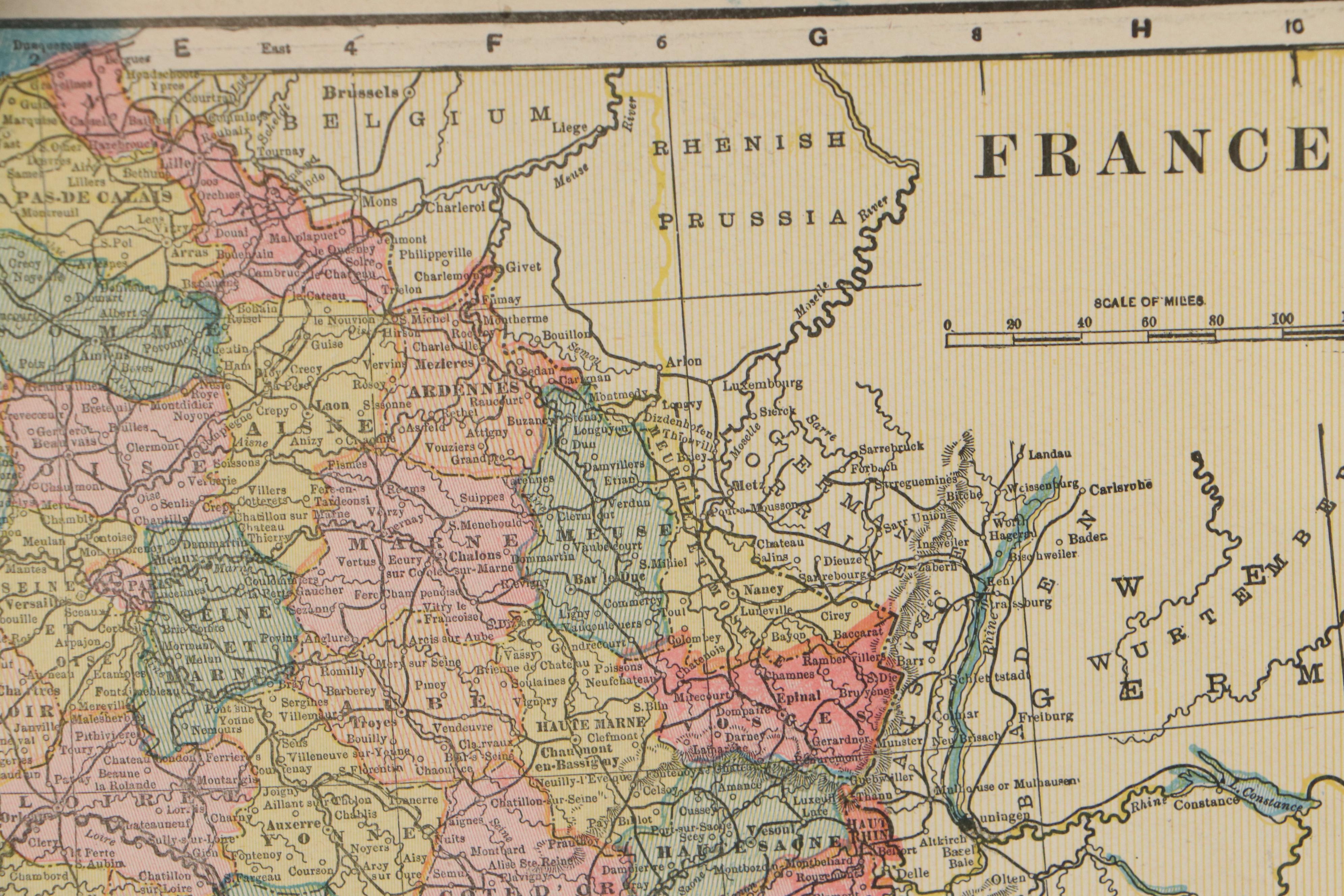 Engraved Map of France, Late 19th Century