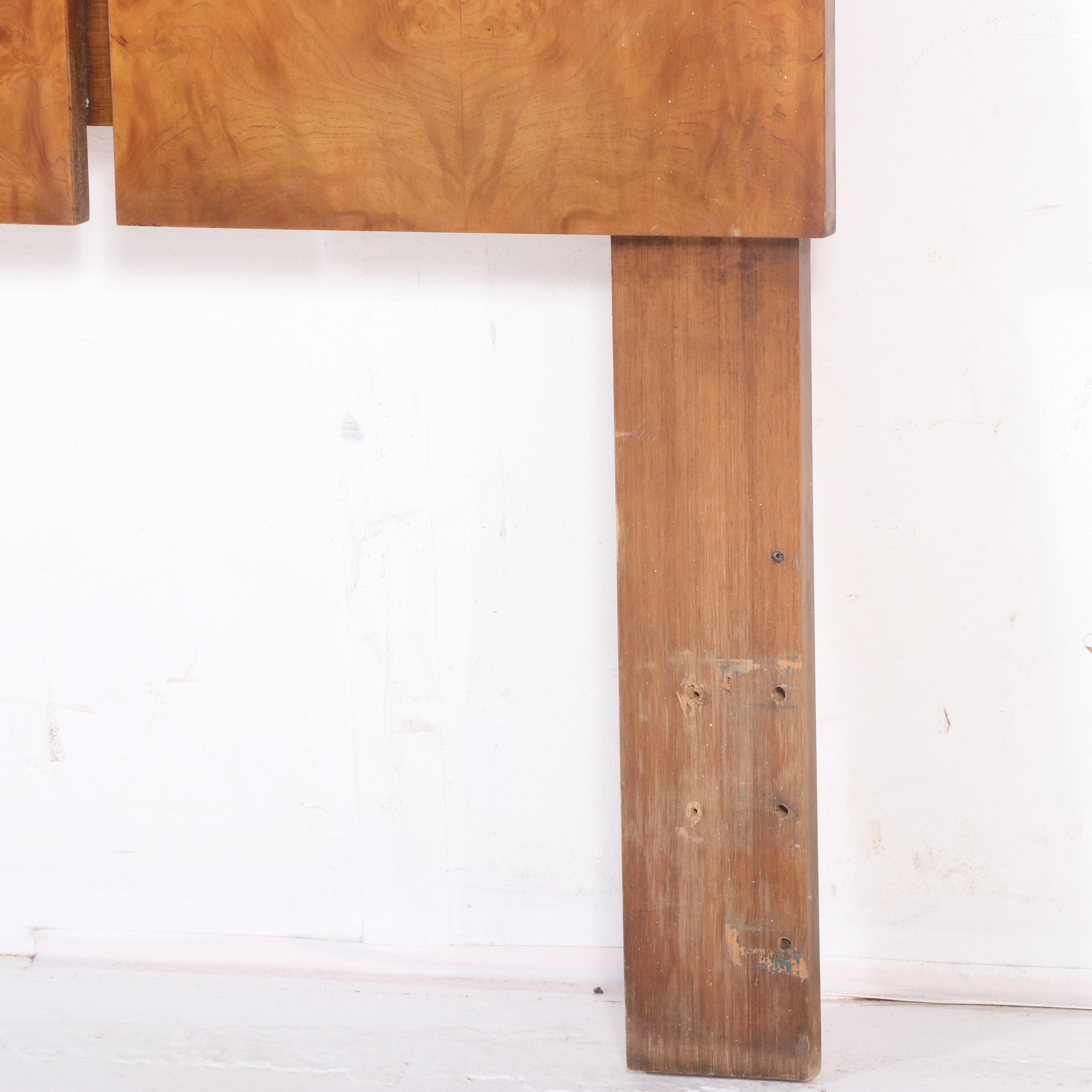 Roland Carter for Lane "Alpha" Burl Wood-Veneered King Size Headboard, 1970s