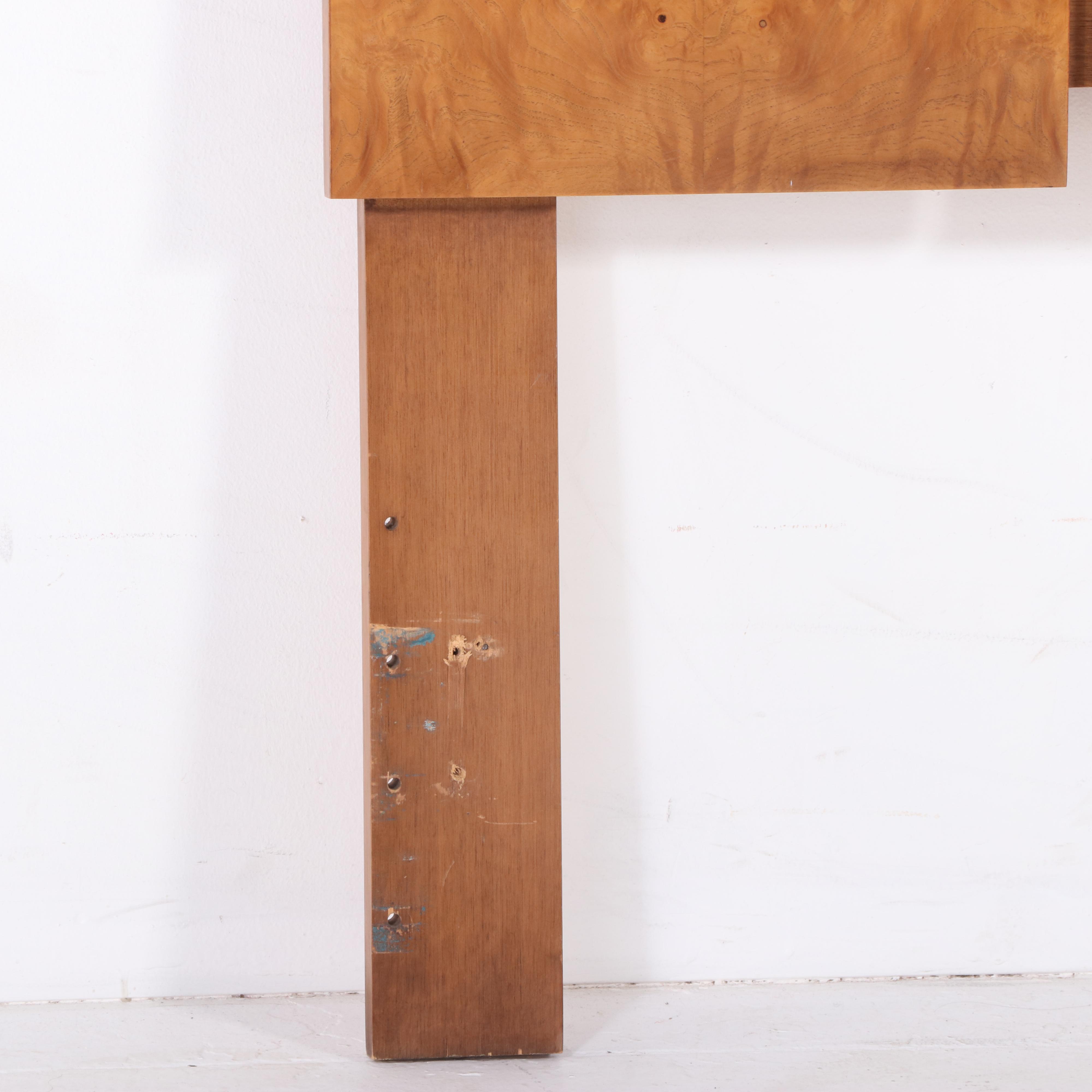 Roland Carter for Lane "Alpha" Burl Wood-Veneered King Size Headboard, 1970s