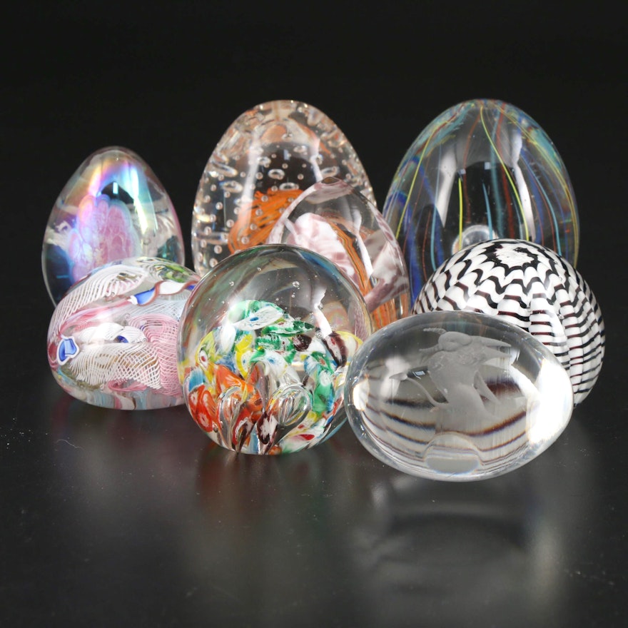Murano and Other Controlled Bubble, Ribbon Lattice and Millefiori Paperweights