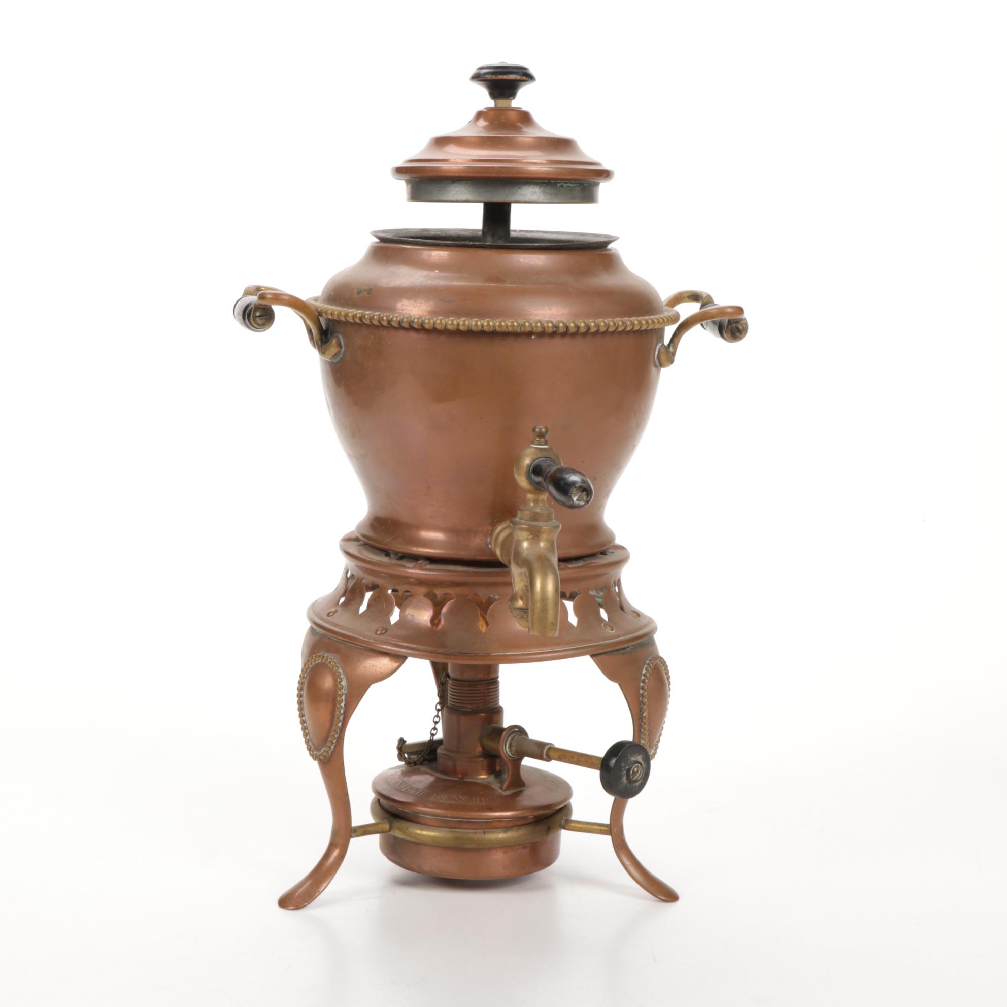 Sternau Coffee Samovar and Other Copper and Delftware, Early/Mid 20th C.