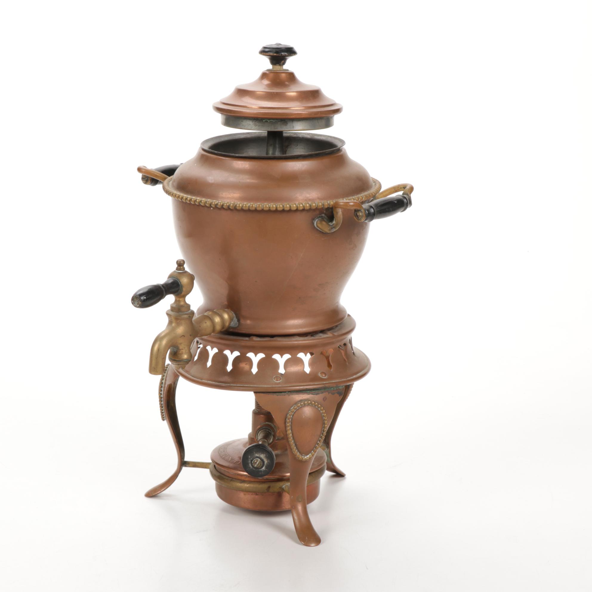 Sternau Coffee Samovar and Other Copper and Delftware, Early/Mid 20th C.