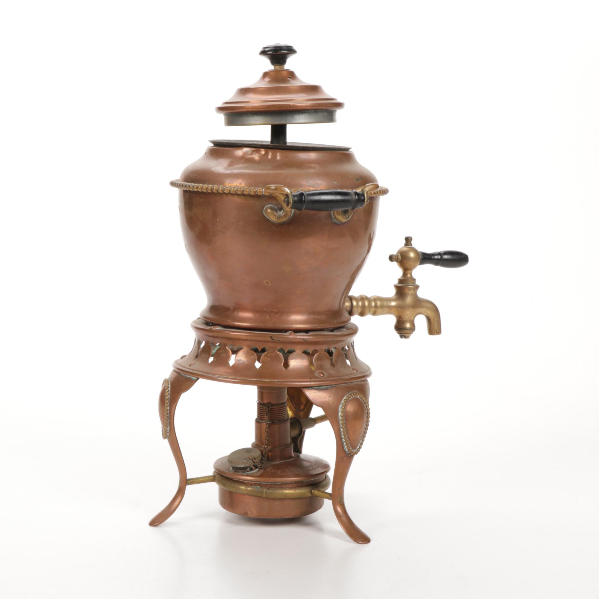 Sternau Coffee Samovar and Other Copper and Delftware, Early/Mid 20th C.