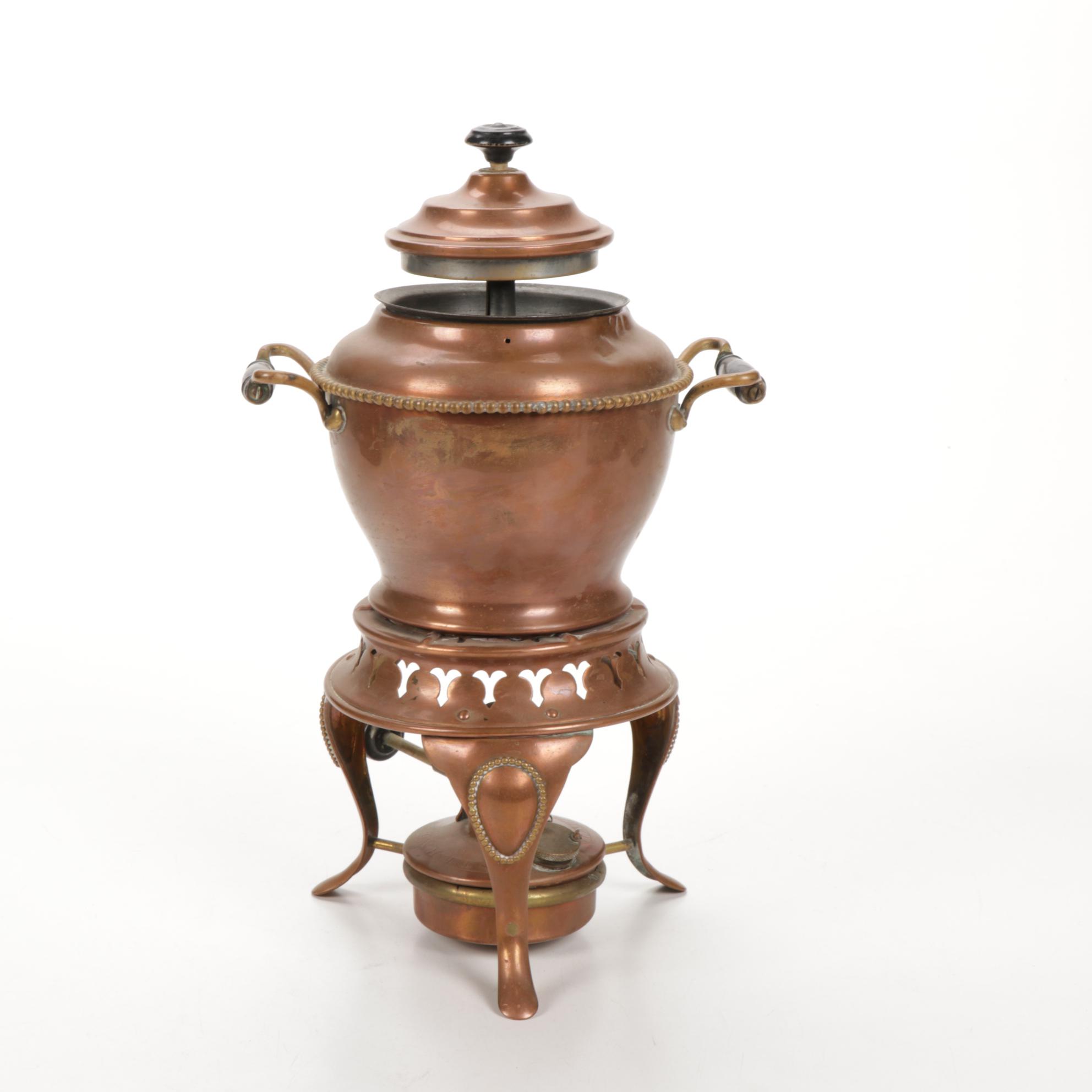 Sternau Coffee Samovar and Other Copper and Delftware, Early/Mid 20th C.