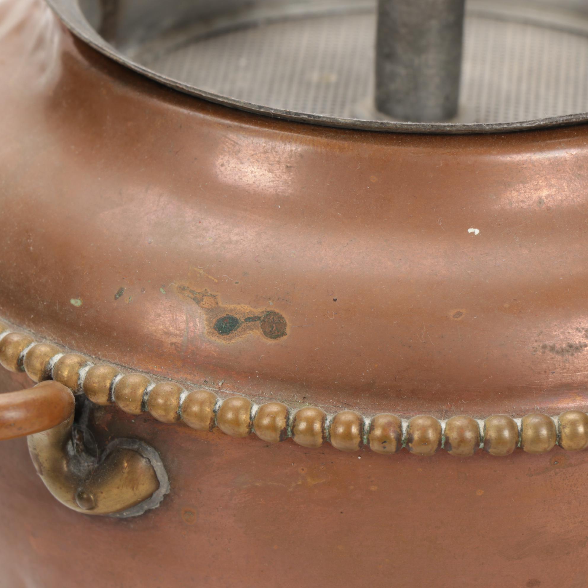 Sternau Coffee Samovar and Other Copper and Delftware, Early/Mid 20th C.