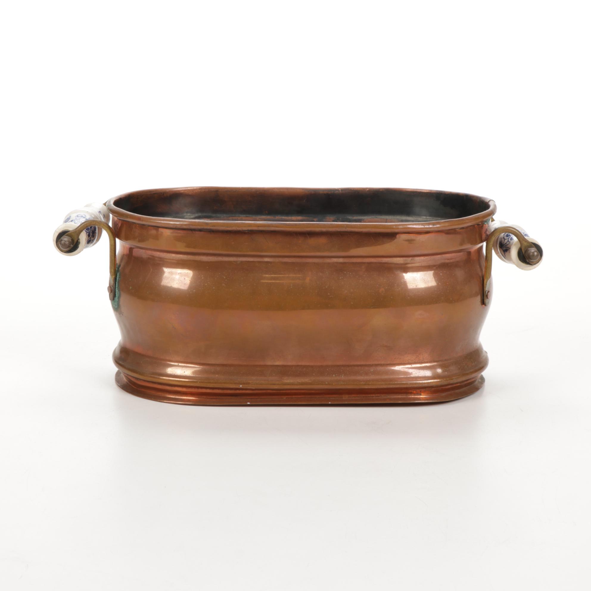 Sternau Coffee Samovar and Other Copper and Delftware, Early/Mid 20th C.