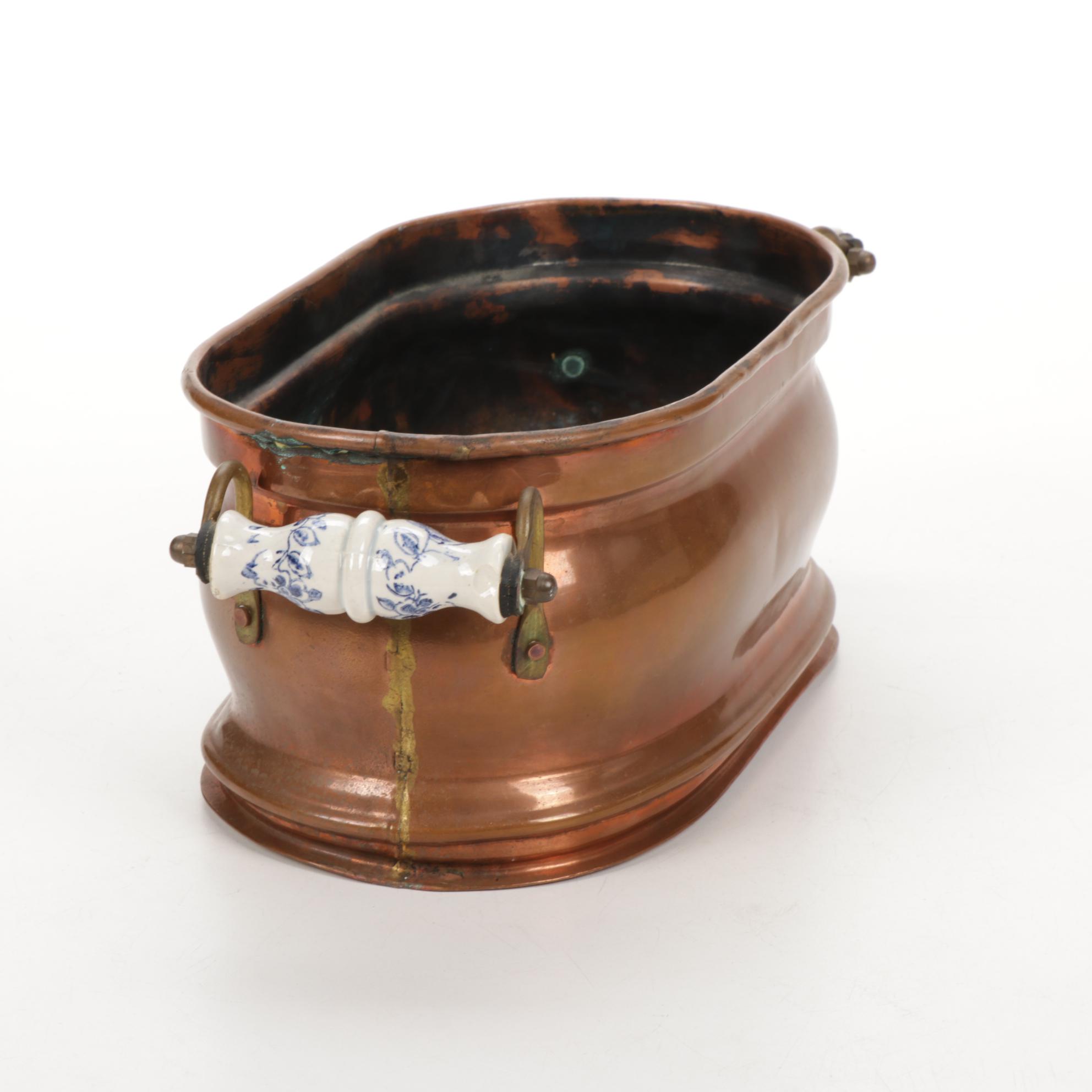 Sternau Coffee Samovar and Other Copper and Delftware, Early/Mid 20th C.