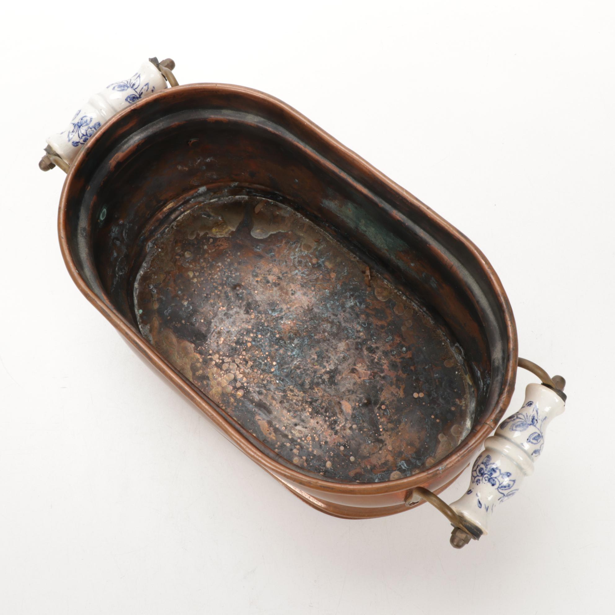 Sternau Coffee Samovar and Other Copper and Delftware, Early/Mid 20th C.