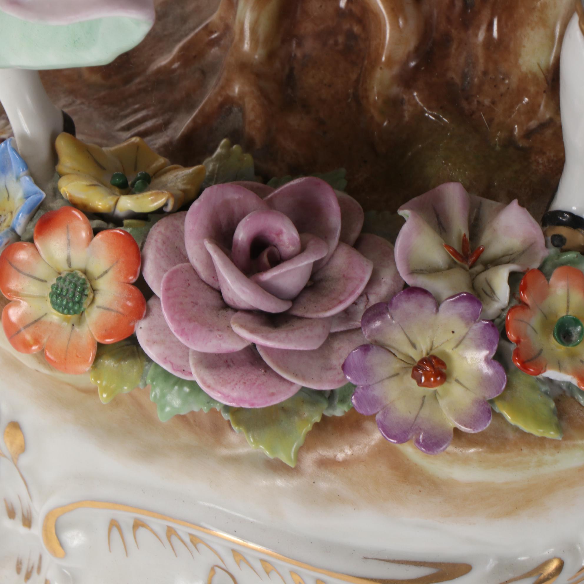 Dresden Style Porcelain Table Lamp with Lithophanes in Shade, Mid-20th C.