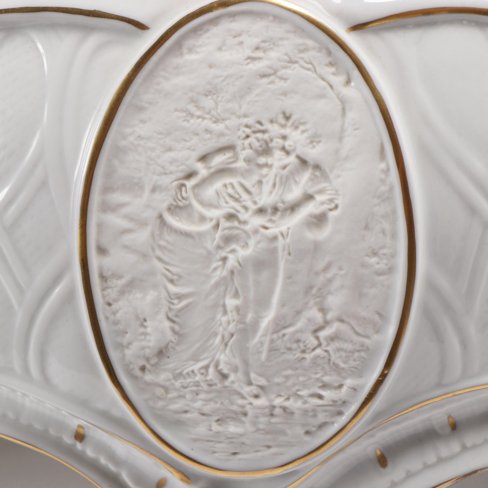 Dresden Style Porcelain Table Lamp with Lithophanes in Shade, Mid-20th C.