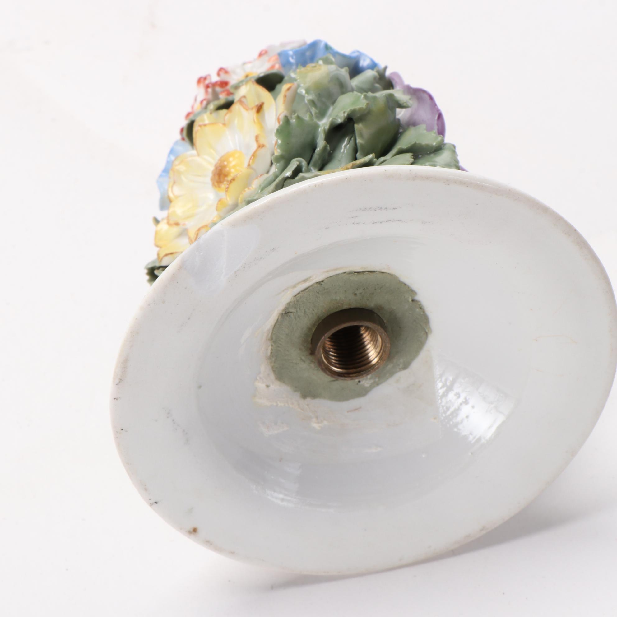 Dresden Style Porcelain Table Lamp with Lithophanes in Shade, Mid-20th C.