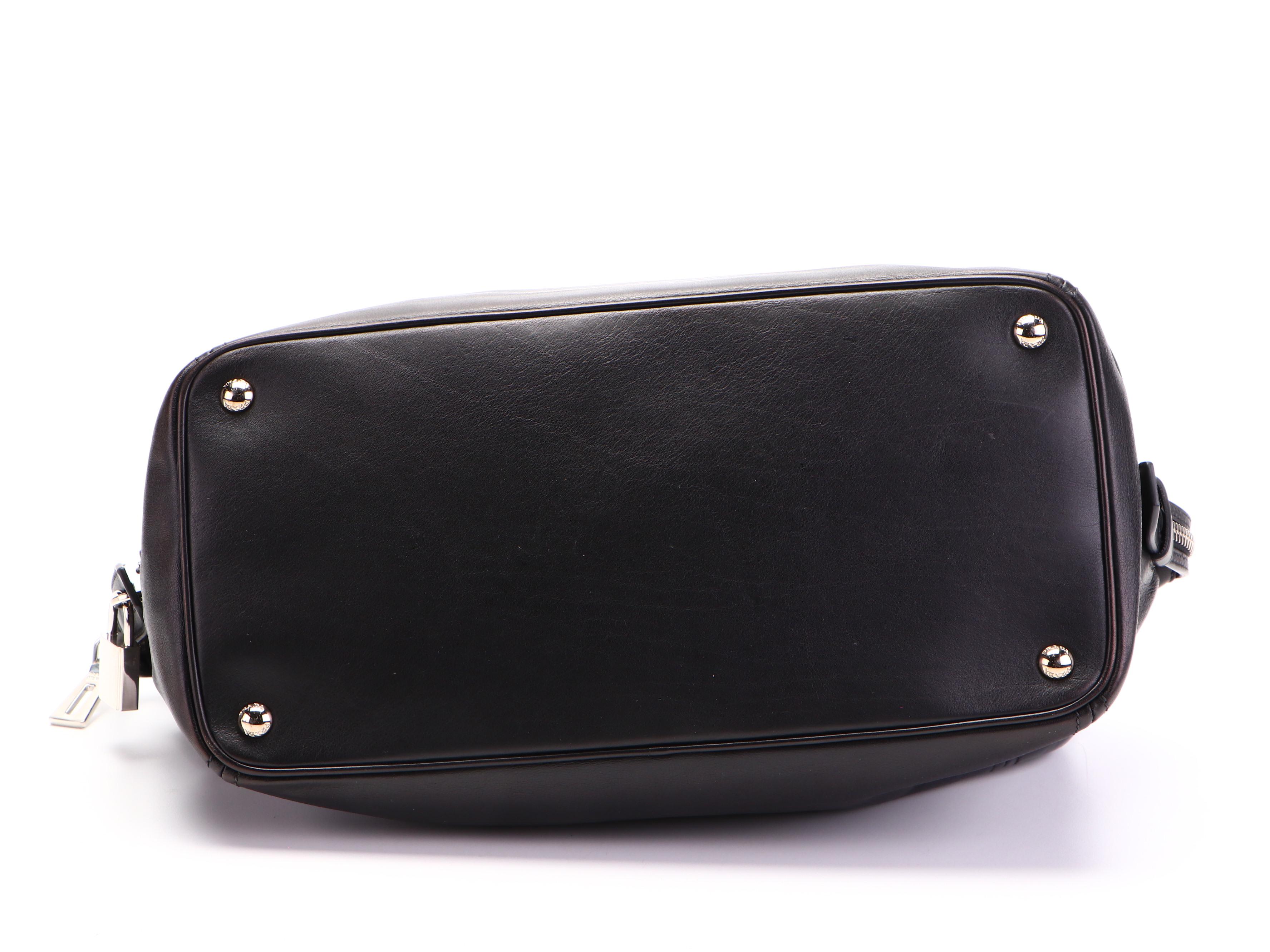 Prada Large Zippered Tote Bag in Black Calfskin Leather