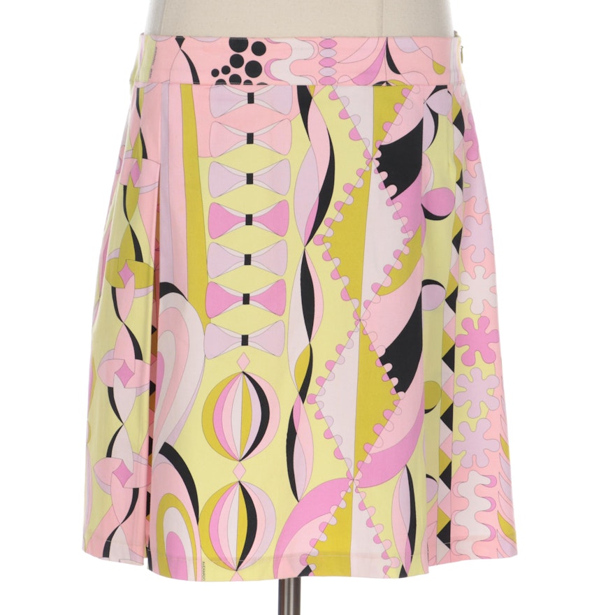 Averardo Bessi Multicolor Printed Pleated Skirt in Stretch Cotton