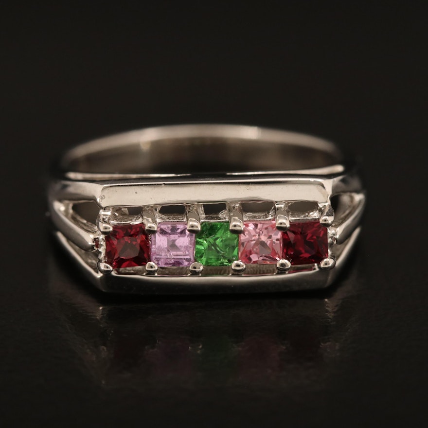 Sterling Ruby, Pink Sapphire and Tourmaline Ring