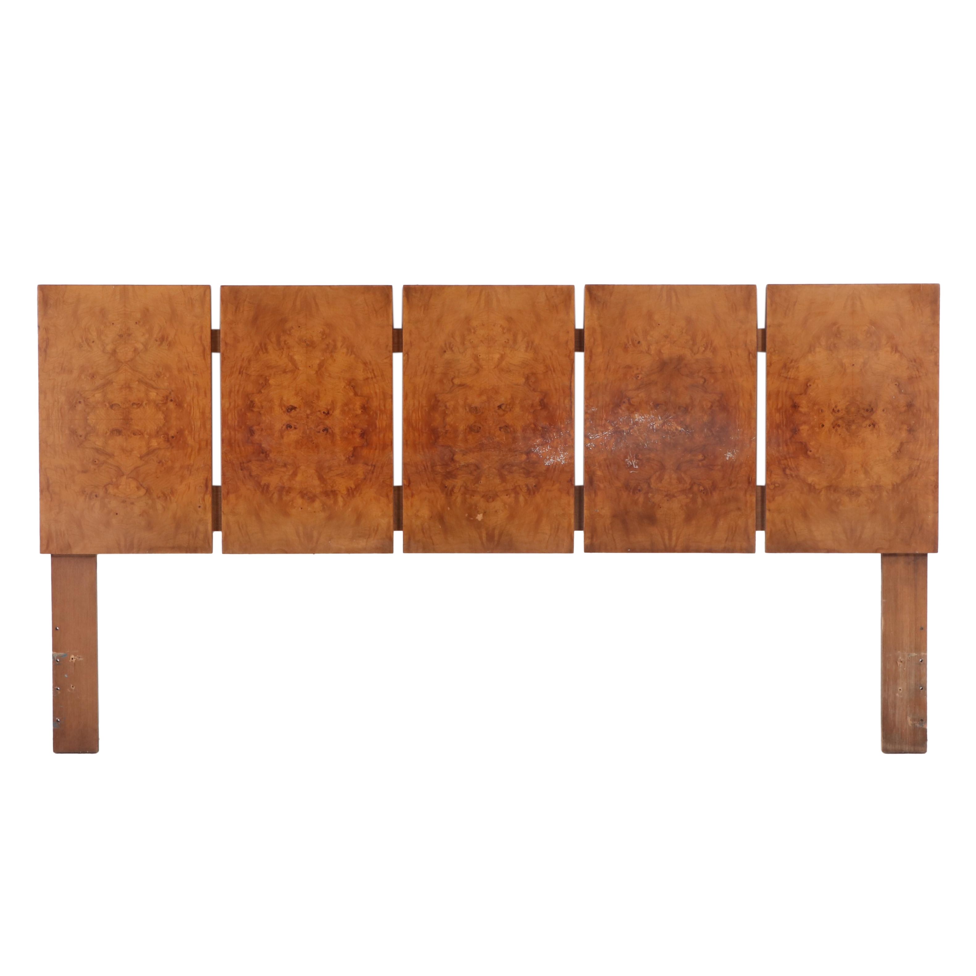 Roland Carter for Lane "Alpha" Burl Wood-Veneered King Size Headboard, 1970s