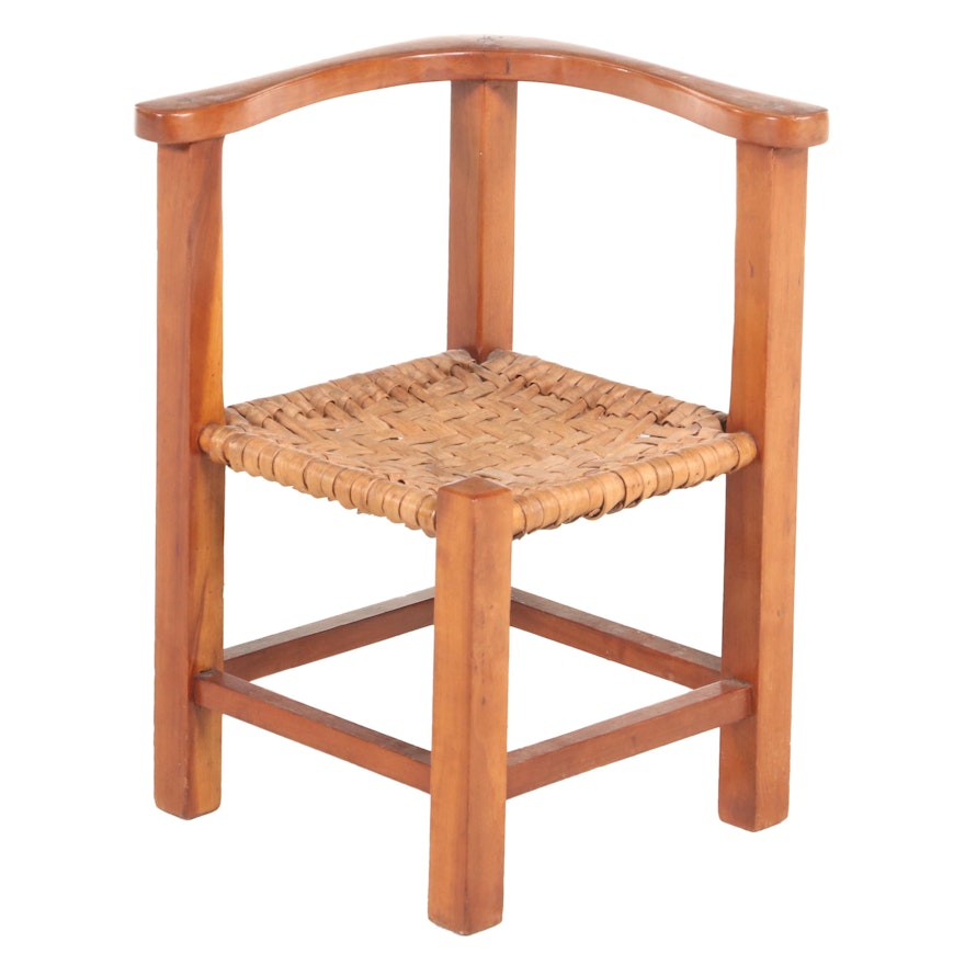 American Primitive Style Cherrywood Child's Roundabout Chair, 20th Century